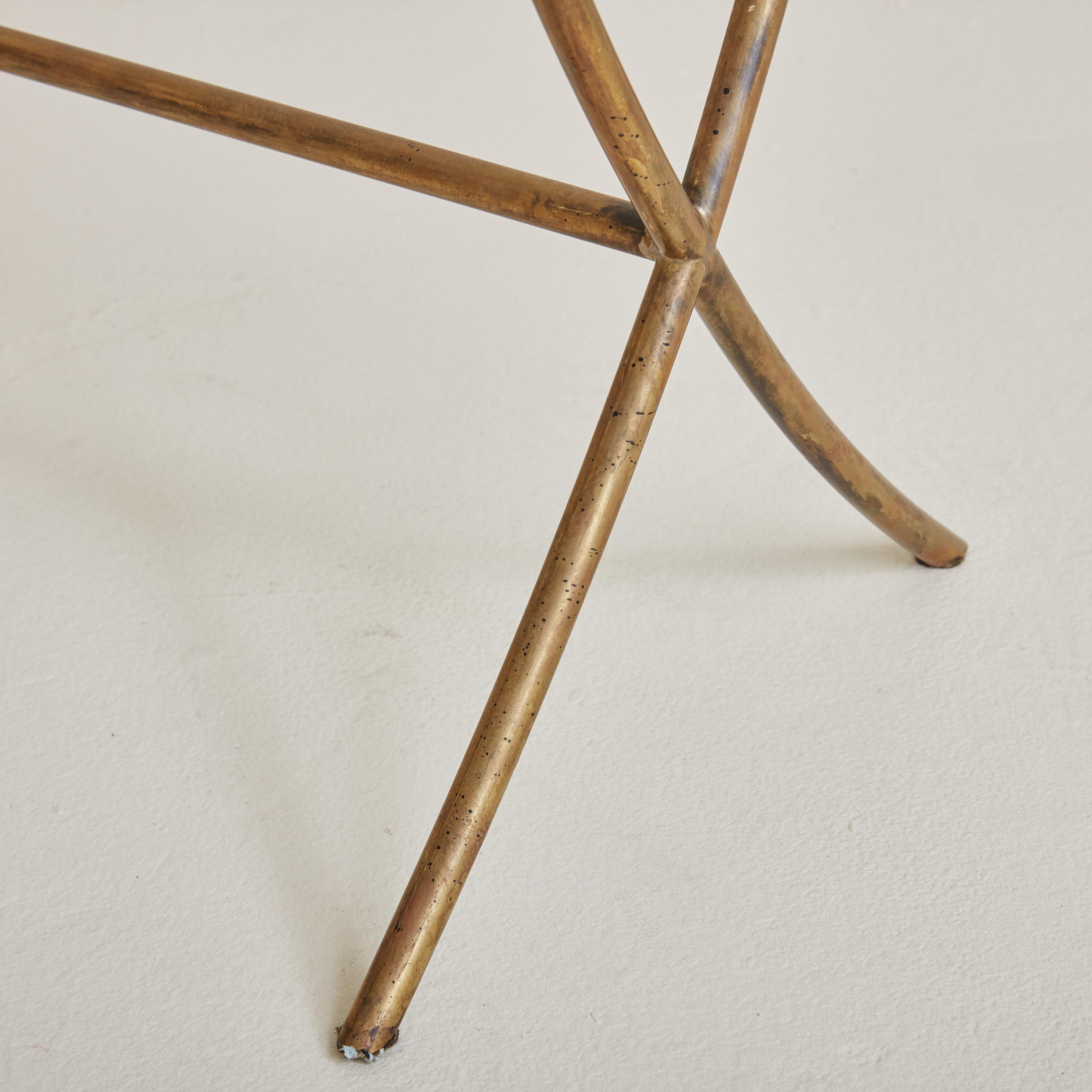French Glass + Brass Side Table, Italy For Sale