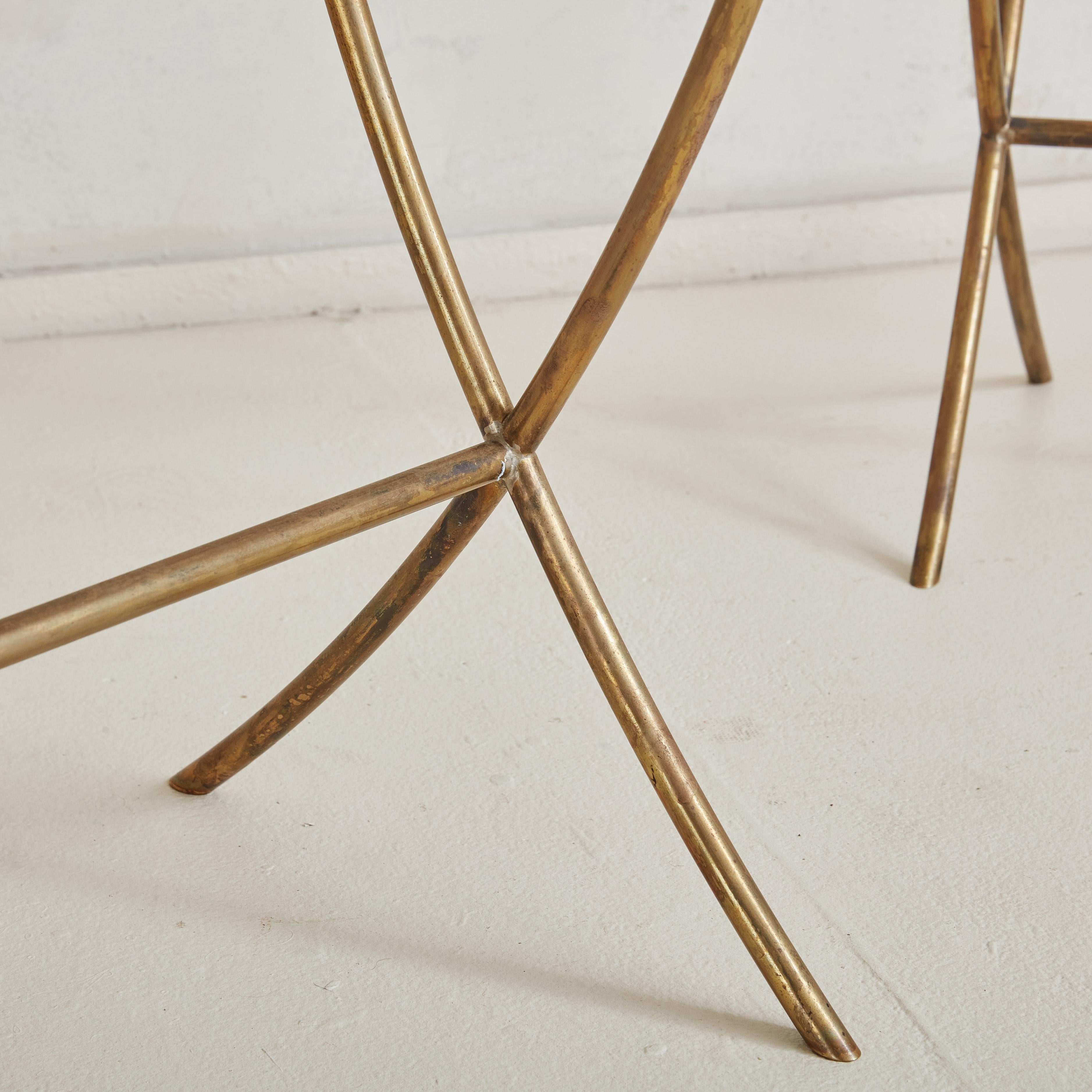 Glass + Brass Side Table, Italy For Sale 1
