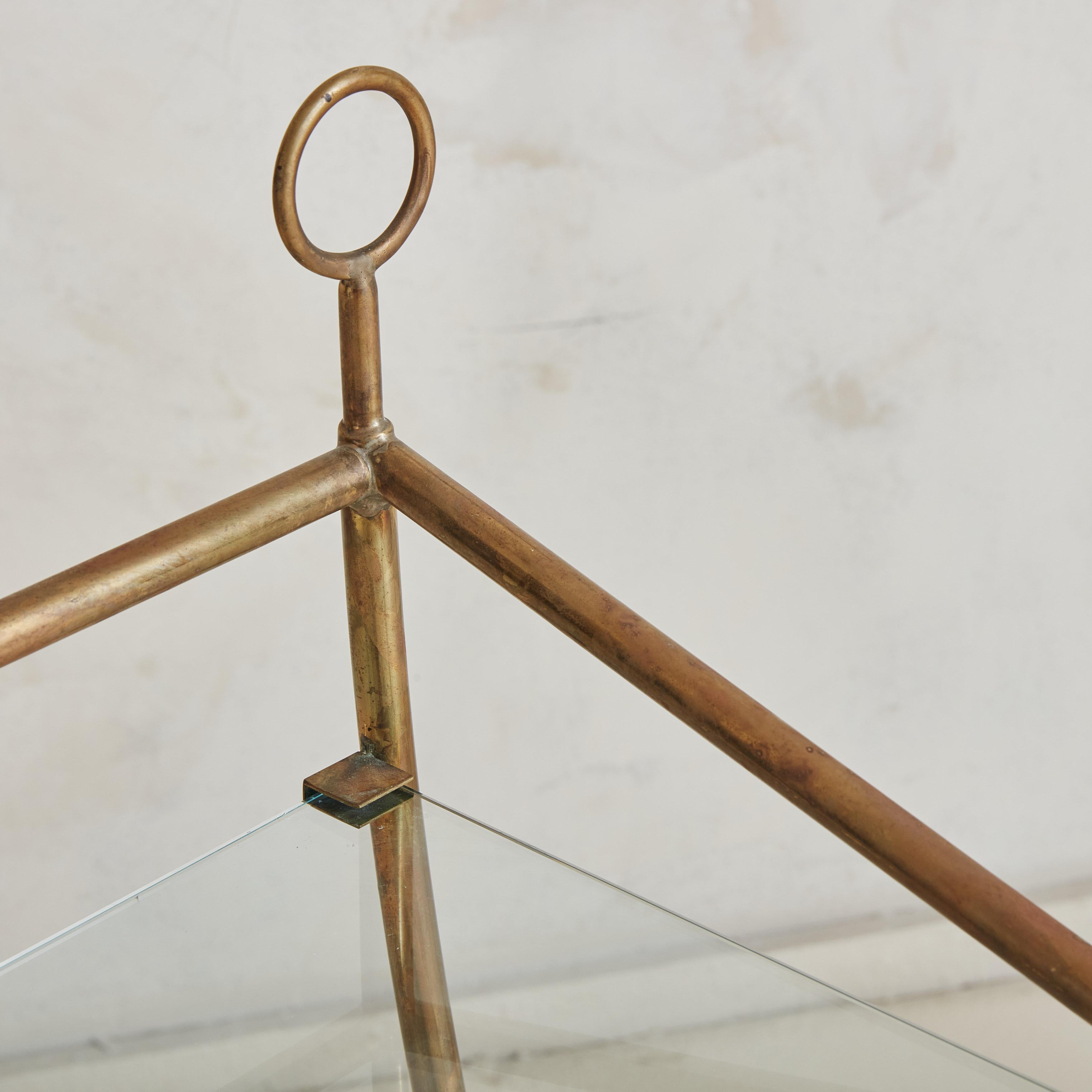 Glass + Brass Side Table, Italy For Sale 3
