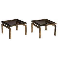 Glass & Brass Side Tables, Italy 1970