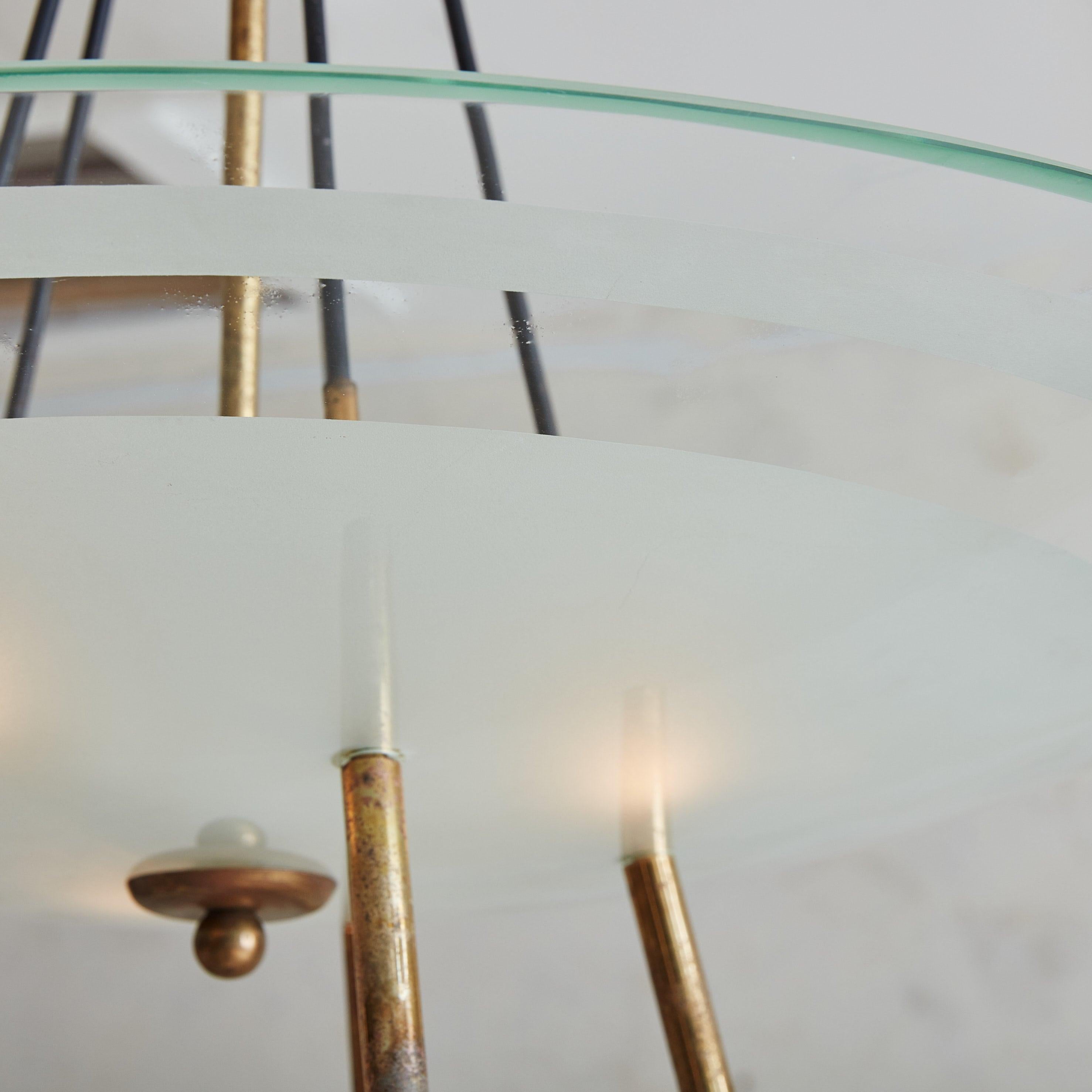 Glass + Brass Sputnik Pendant Light, Italy 1960s 4