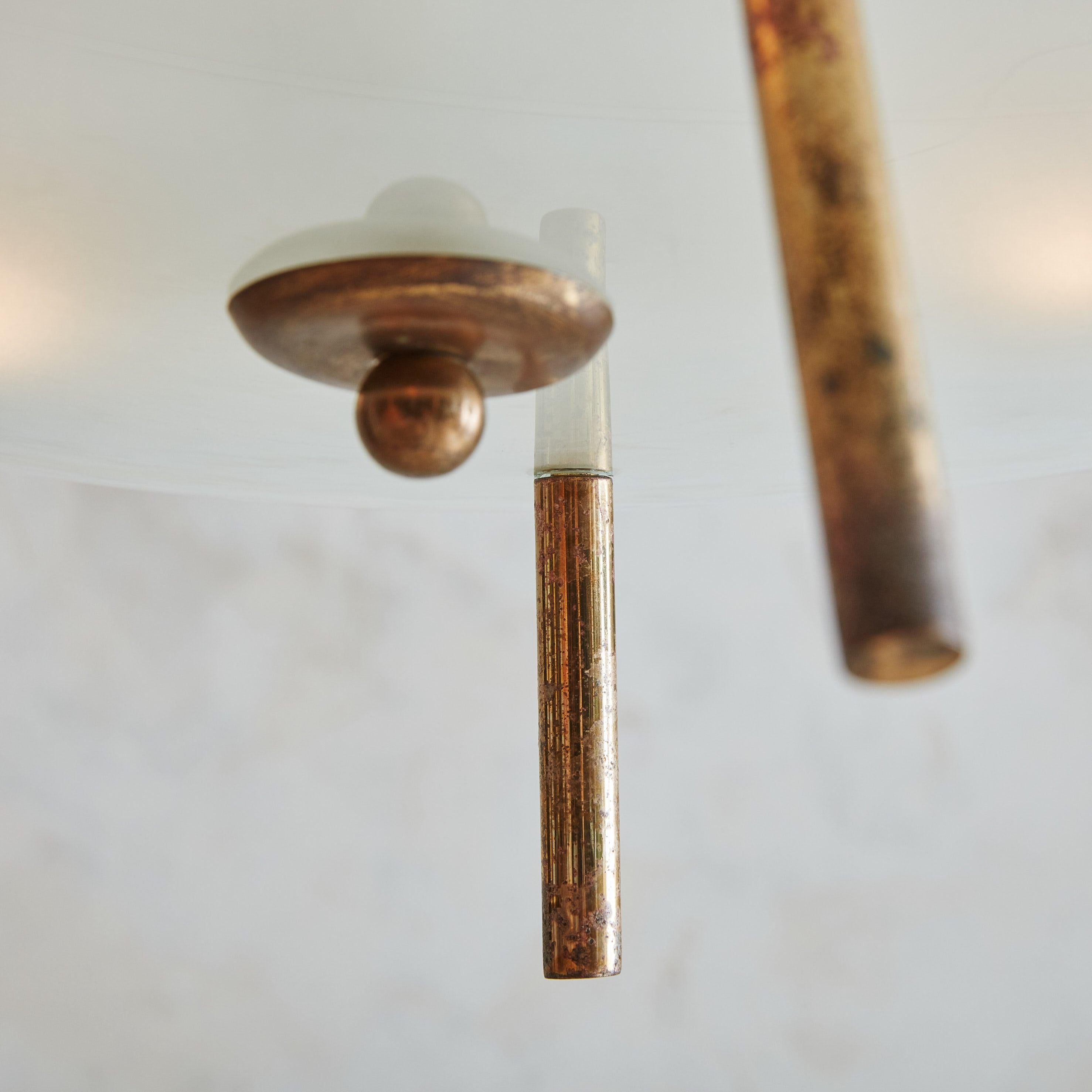 Glass + Brass Sputnik Pendant Light, Italy 1960s 5