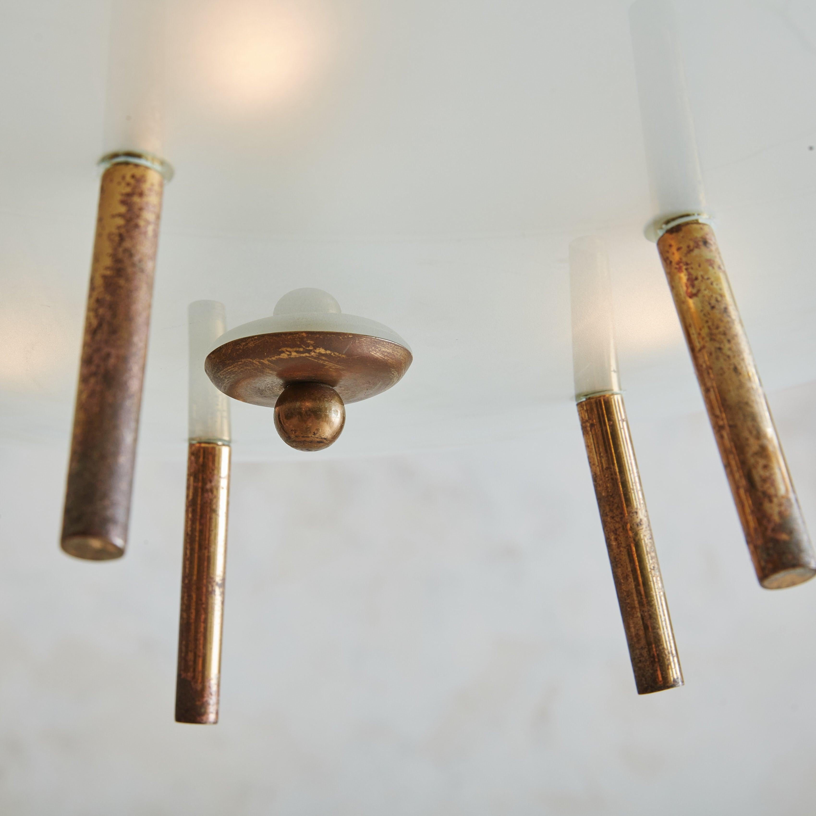 Mid-Century Modern Glass + Brass Sputnik Pendant Light, Italy 1960s