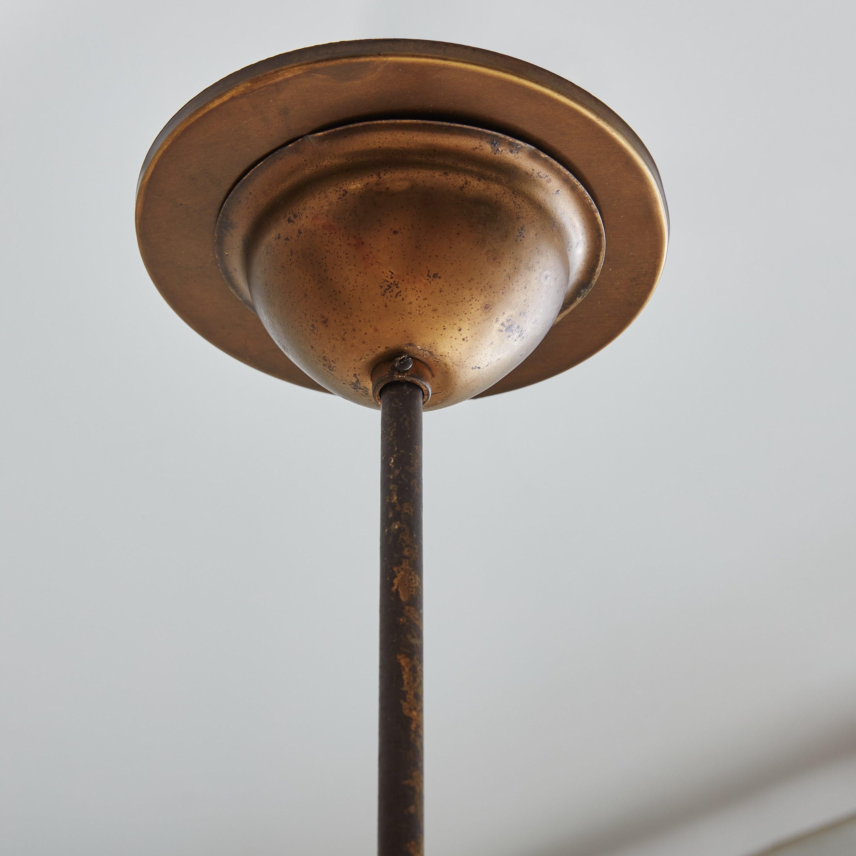 Italian Glass + Brass Sputnik Pendant Light, Italy 1960s