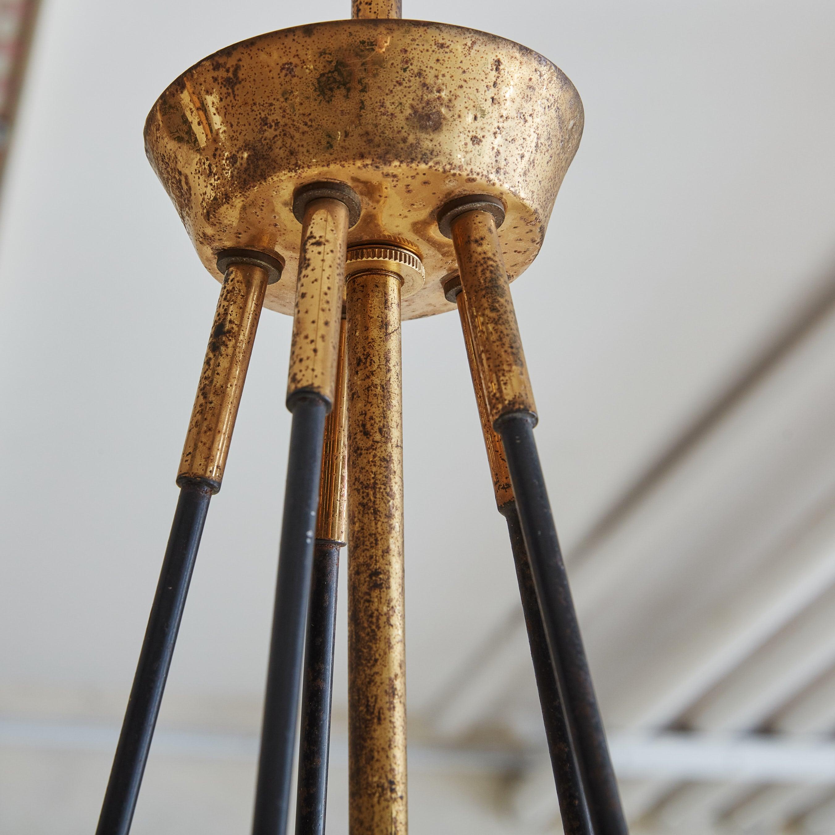 Mid-20th Century Glass + Brass Sputnik Pendant Light, Italy 1960s
