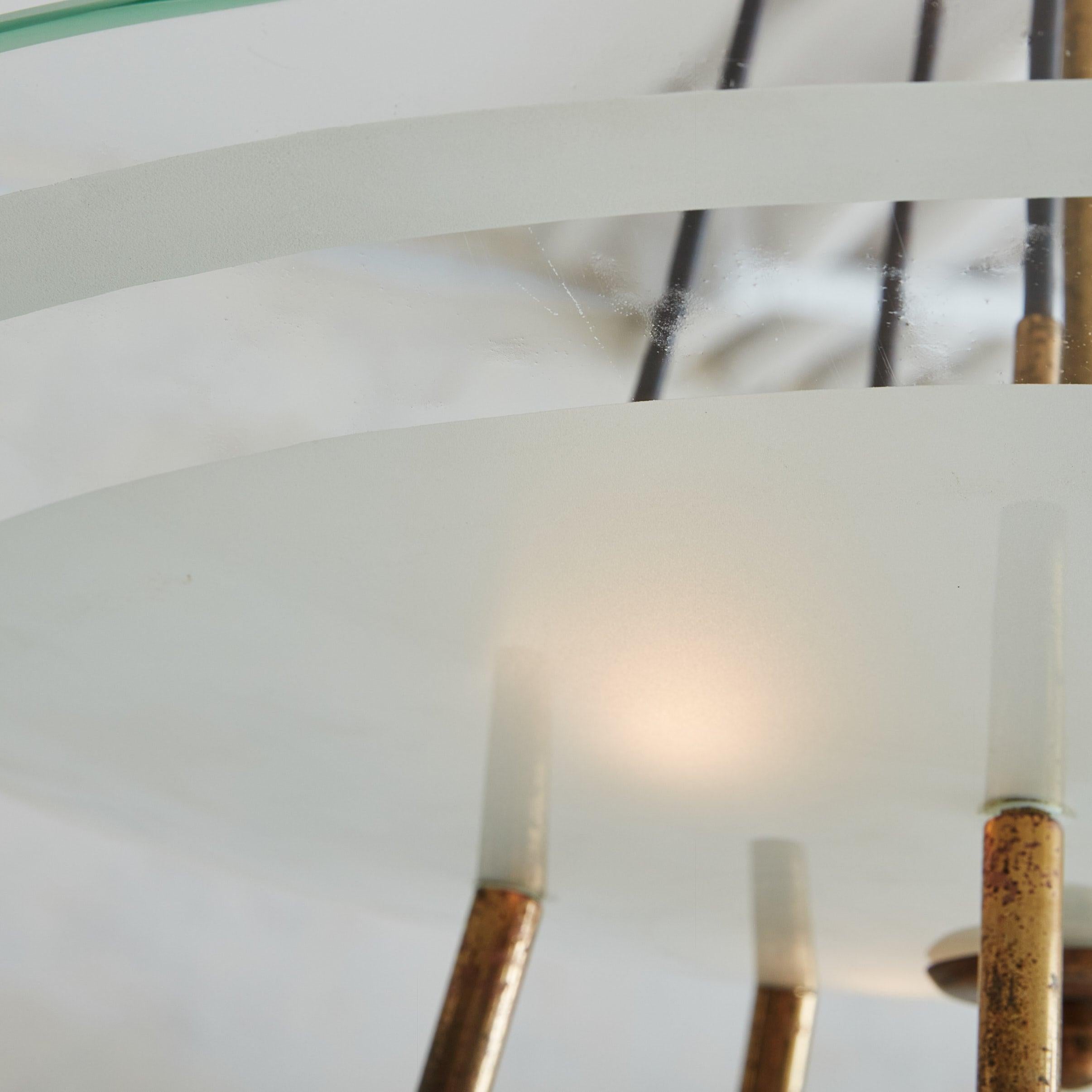 Glass + Brass Sputnik Pendant Light, Italy 1960s 3