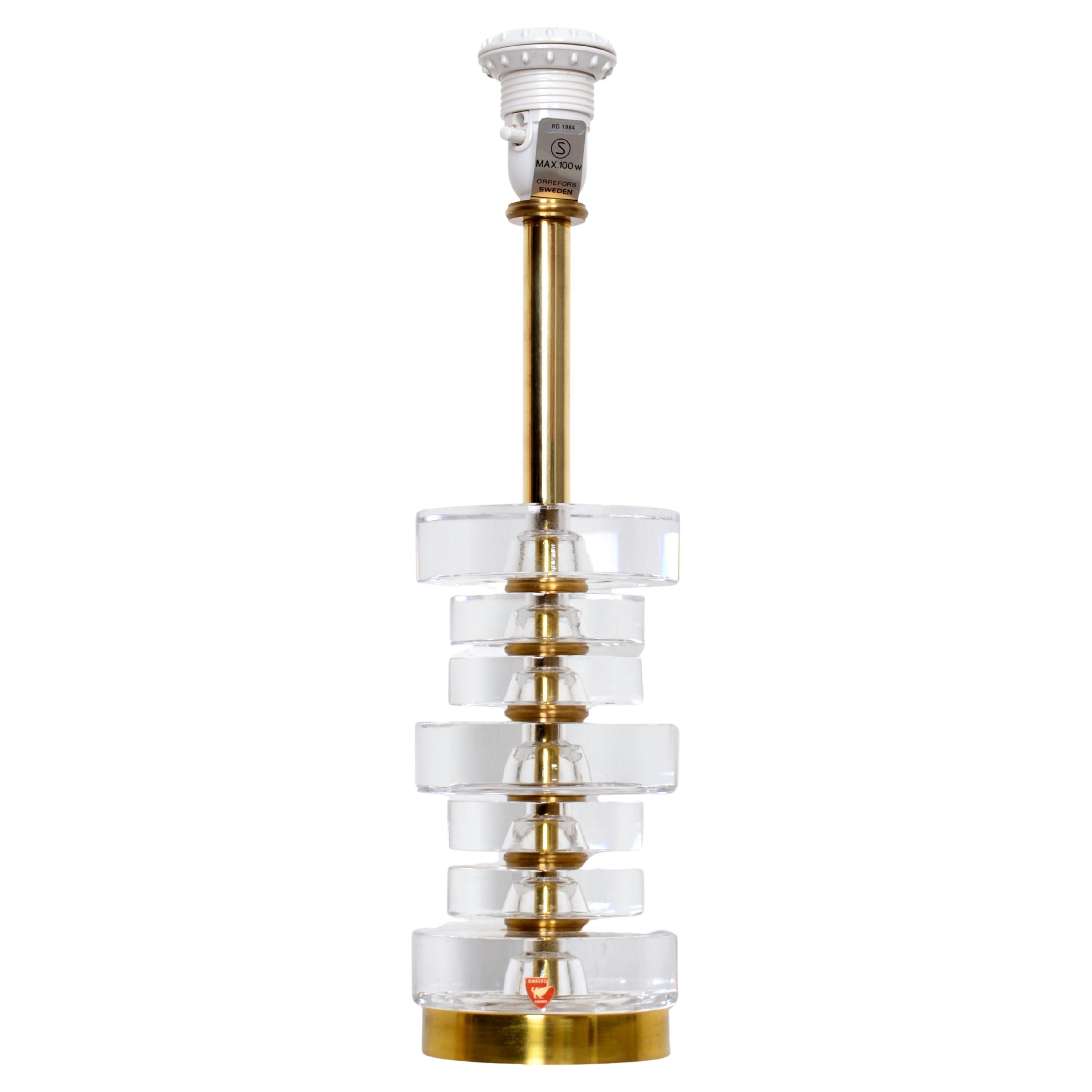 Glass 
Brass Table Lamp by Carl Fagerlund for Orrefors, Sweden im Angebot