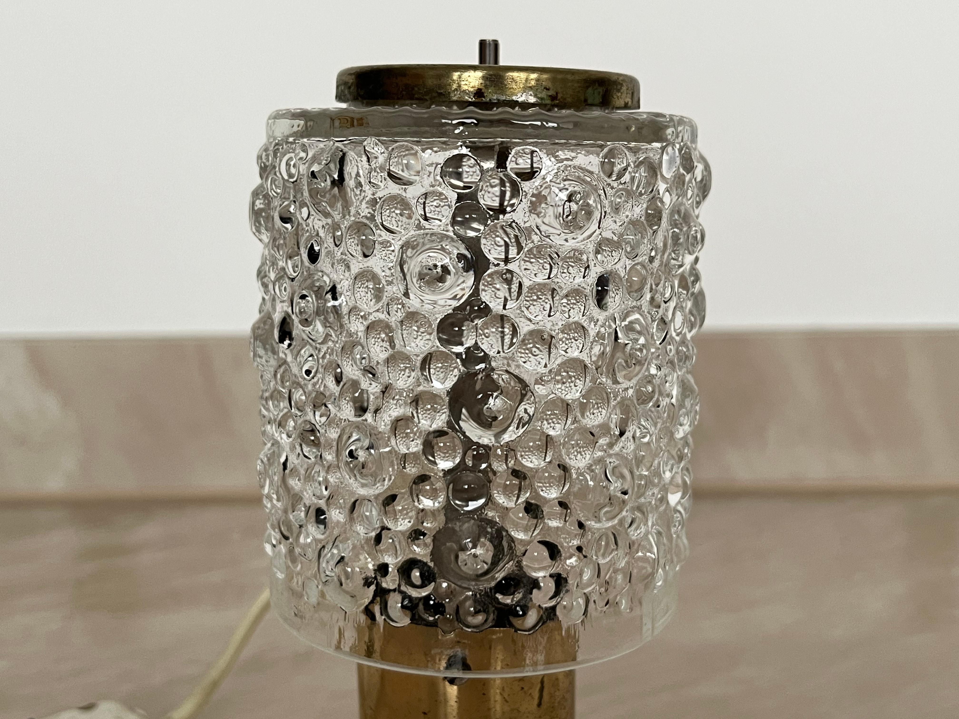 Glass Brass Table Lamp by Preciosa, Kamenický Šenov, 1960's In Good Condition In Praha, CZ