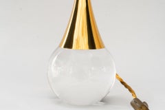 Glass/brass table lamp with fabric shade vienna around 1950s