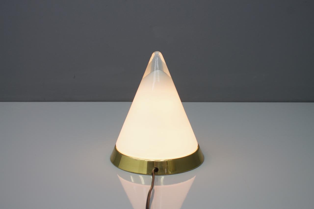 Mid-Century Modern Glass and Brass Table Lamp by Doria, Germany, 1970s