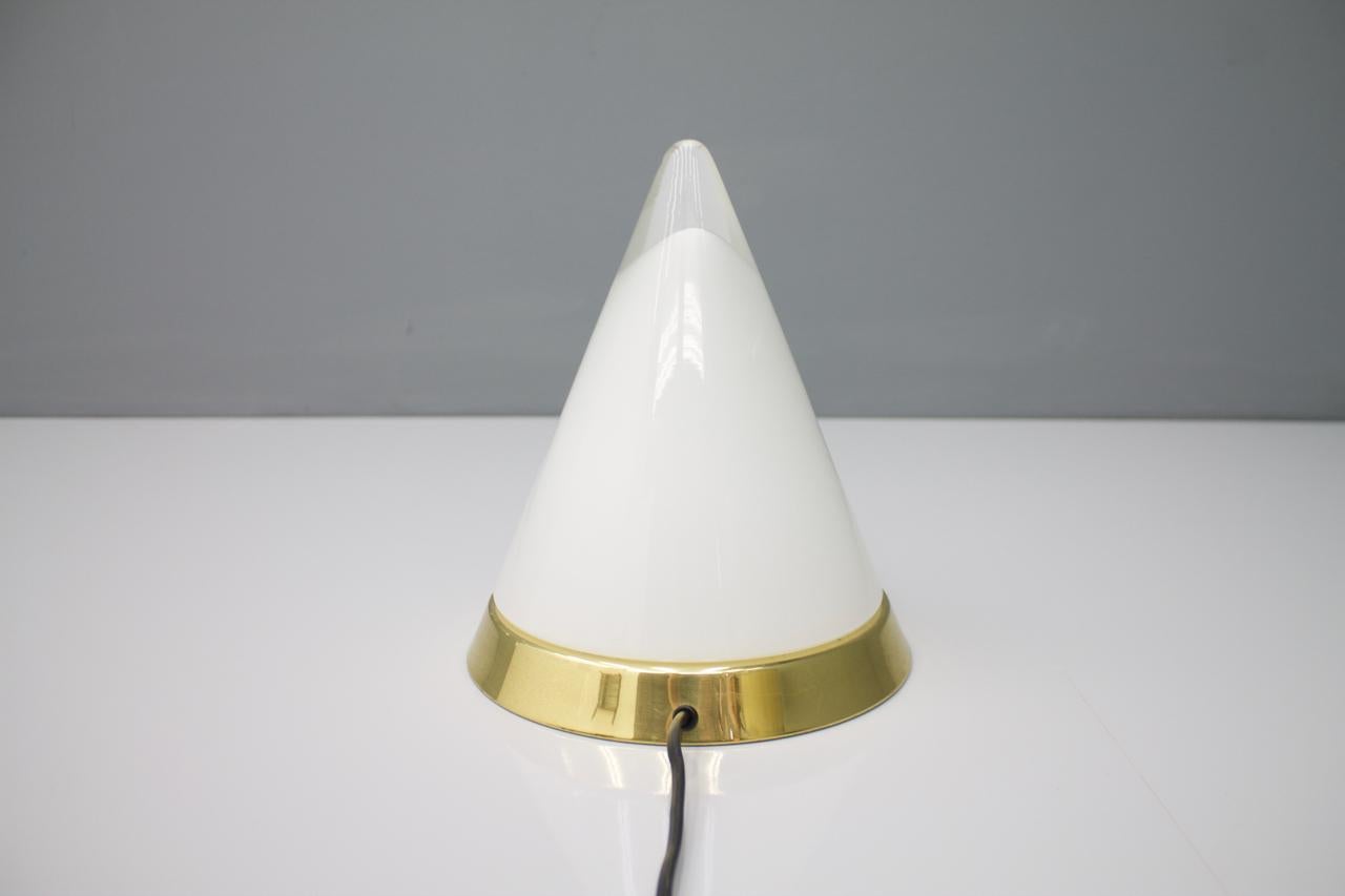 Glass and Brass Table Lamp by Doria, Germany, 1970s In Good Condition In Frankfurt / Dreieich, DE