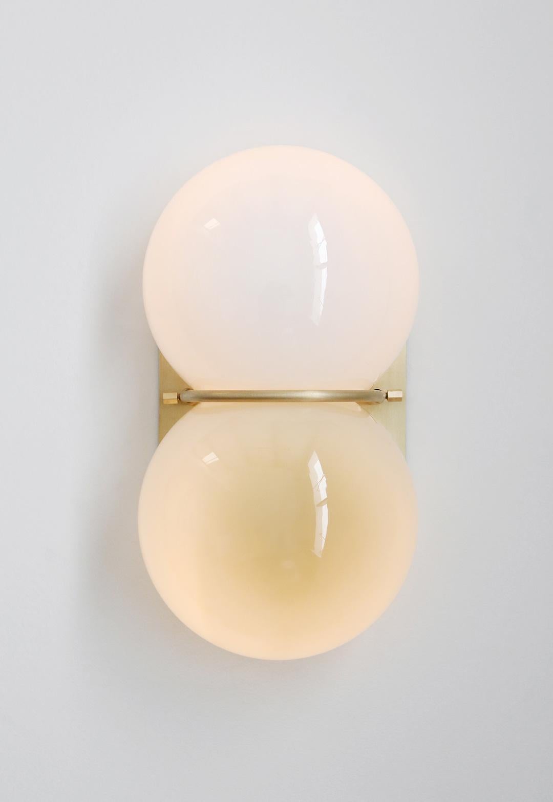 Modern Glass Brass Twin 1.0 Sconce Light For Sale