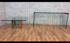 Glass & Brass Waterfall Coffee & Console Table by Leon Rosen for Pace, Set of 2