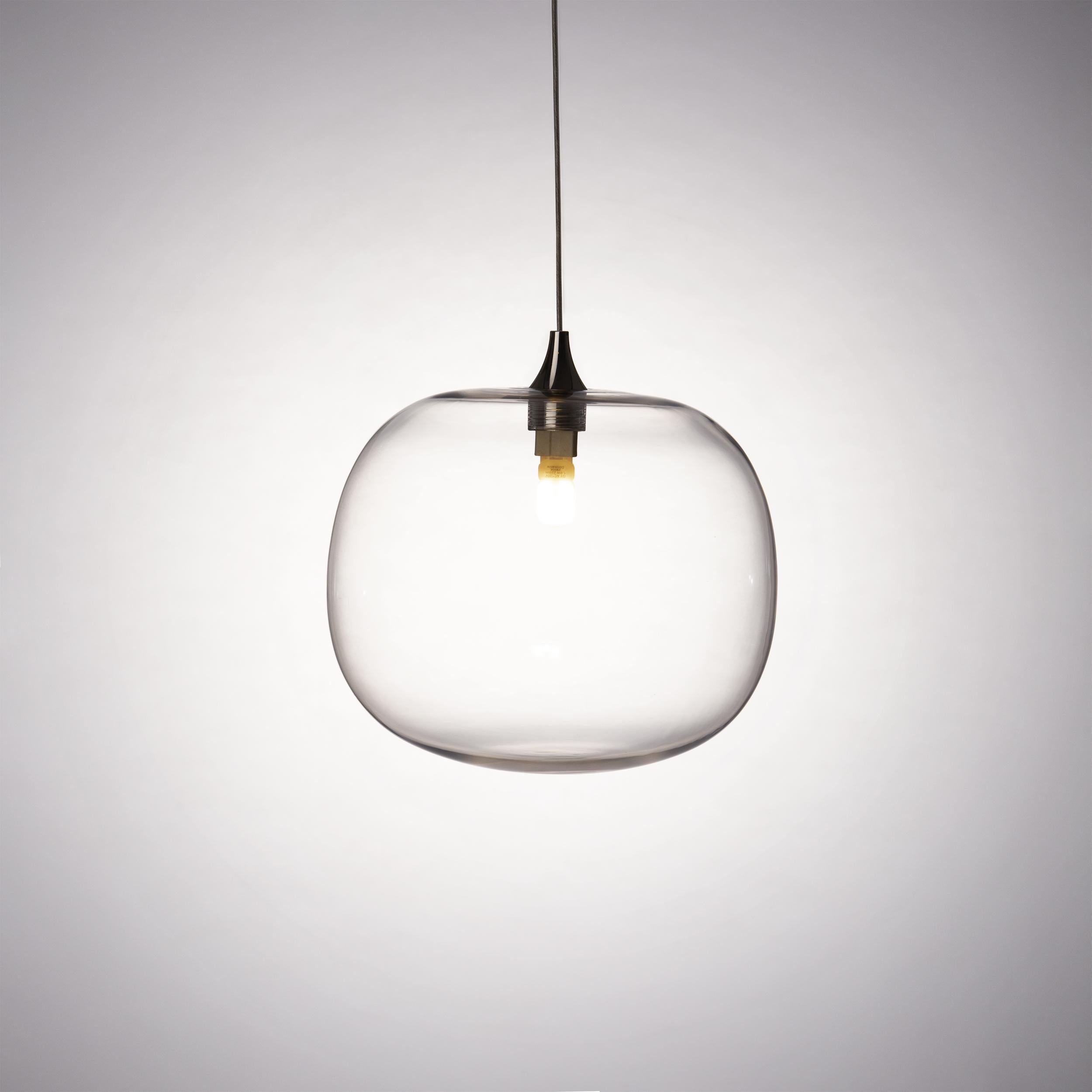 Moderno Lampadario a bolle di vetro con 34 pendenti trasparenti in un design a cascata a grappolo in vendita
