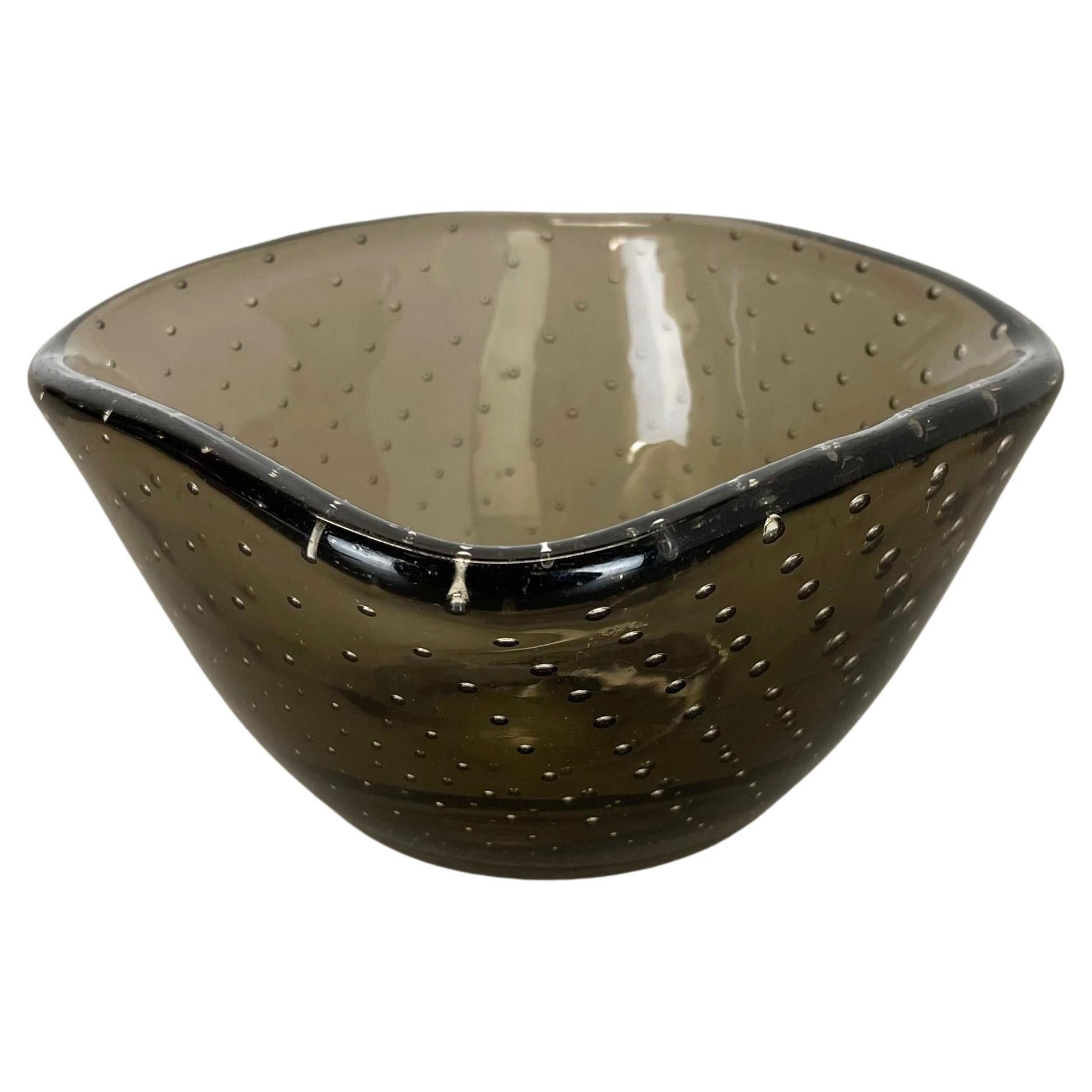 Glass Bullicante "Green" Bowl Element Shell Ashtray by Venini Murano, Italy 1970