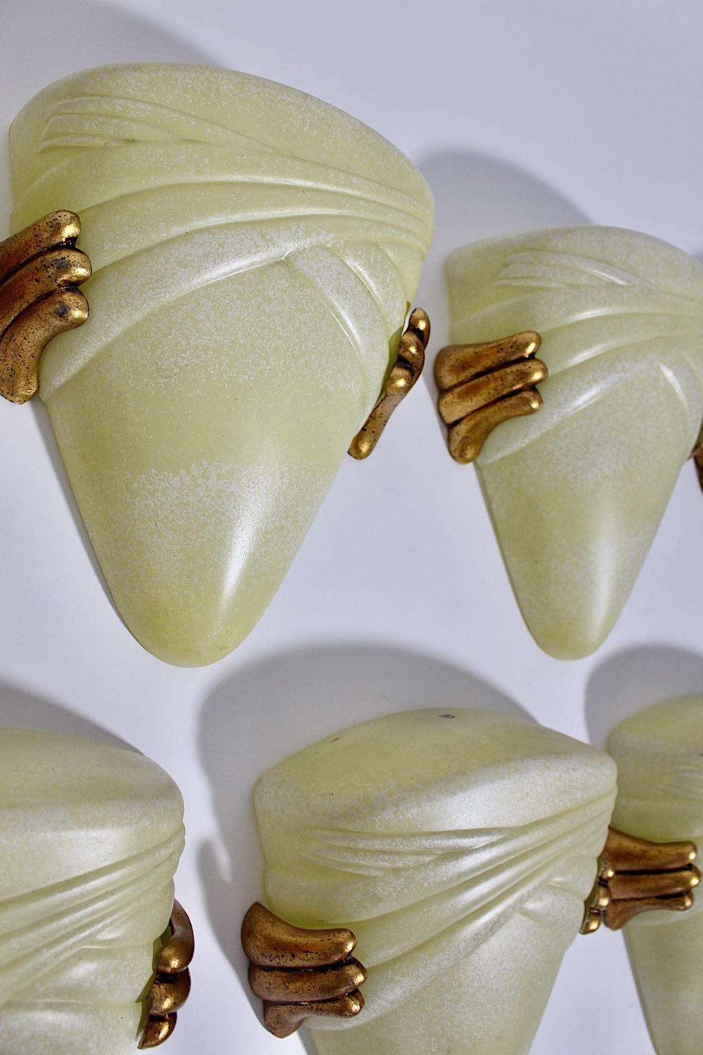 Glass Butter Gold Seven Vintage Sconces Wall Lights 1970s Florence, Italy For Sale 10