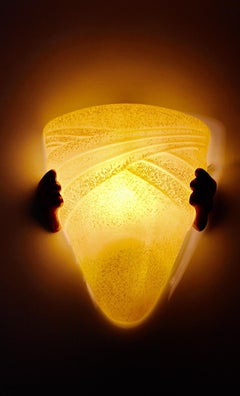 Glass Butter Gold Seven Vintage Sconces Wall Lights 1970s Florence, Italy