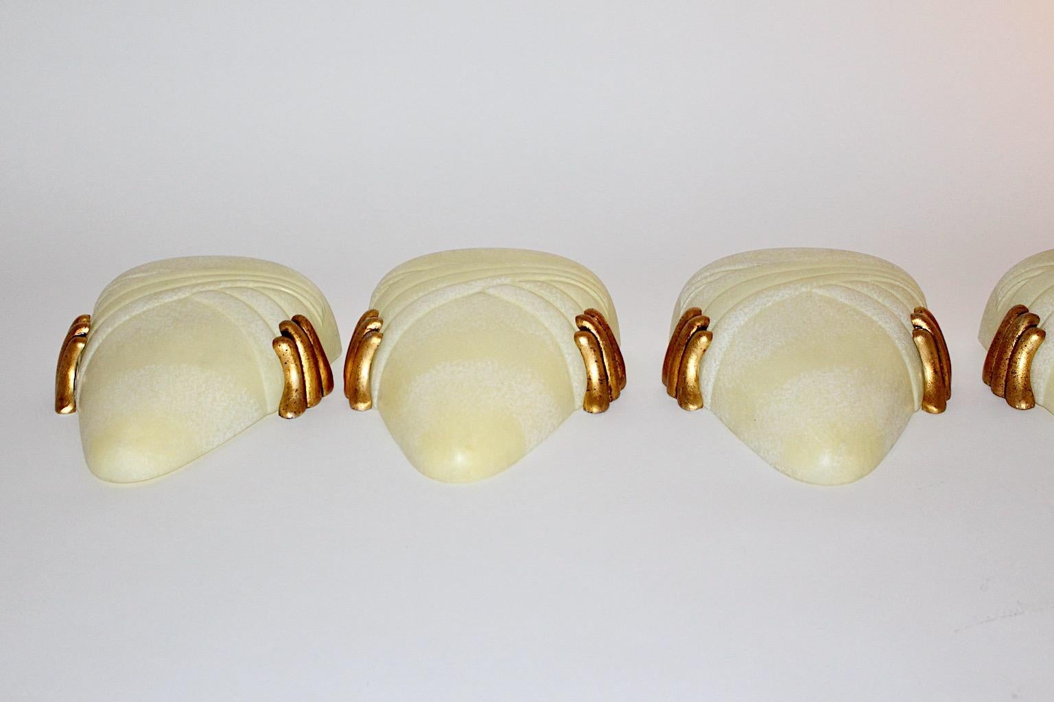 Glass Butter Gold Seven Vintage Sconces Wall Lights 1970s Florence, Italy For Sale 3