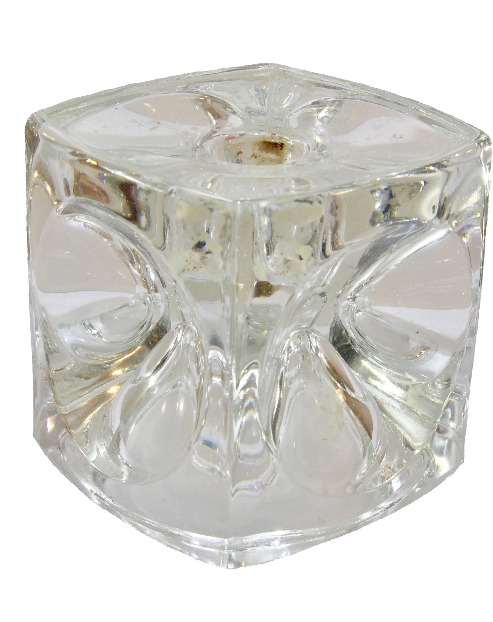 German Glass by Peill & Putzler Pair of Cube Candlestick 'Ice Cubes' For Sale