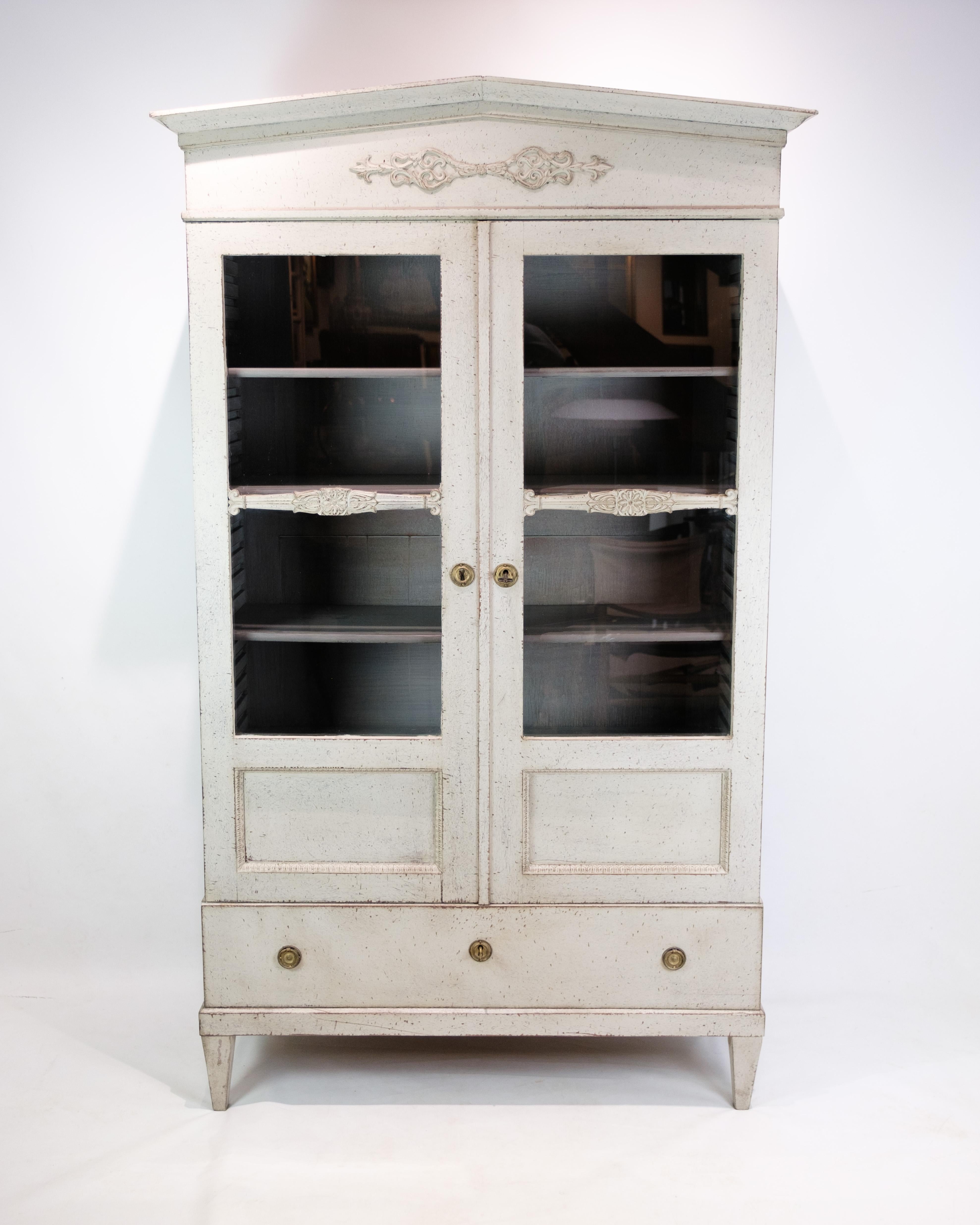 Grau bemalte Glasvitrine aus den 1810er Jahren im Angebot 4