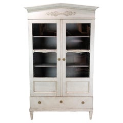 Antique Glass Cabinet Painted In Grey From 1810s