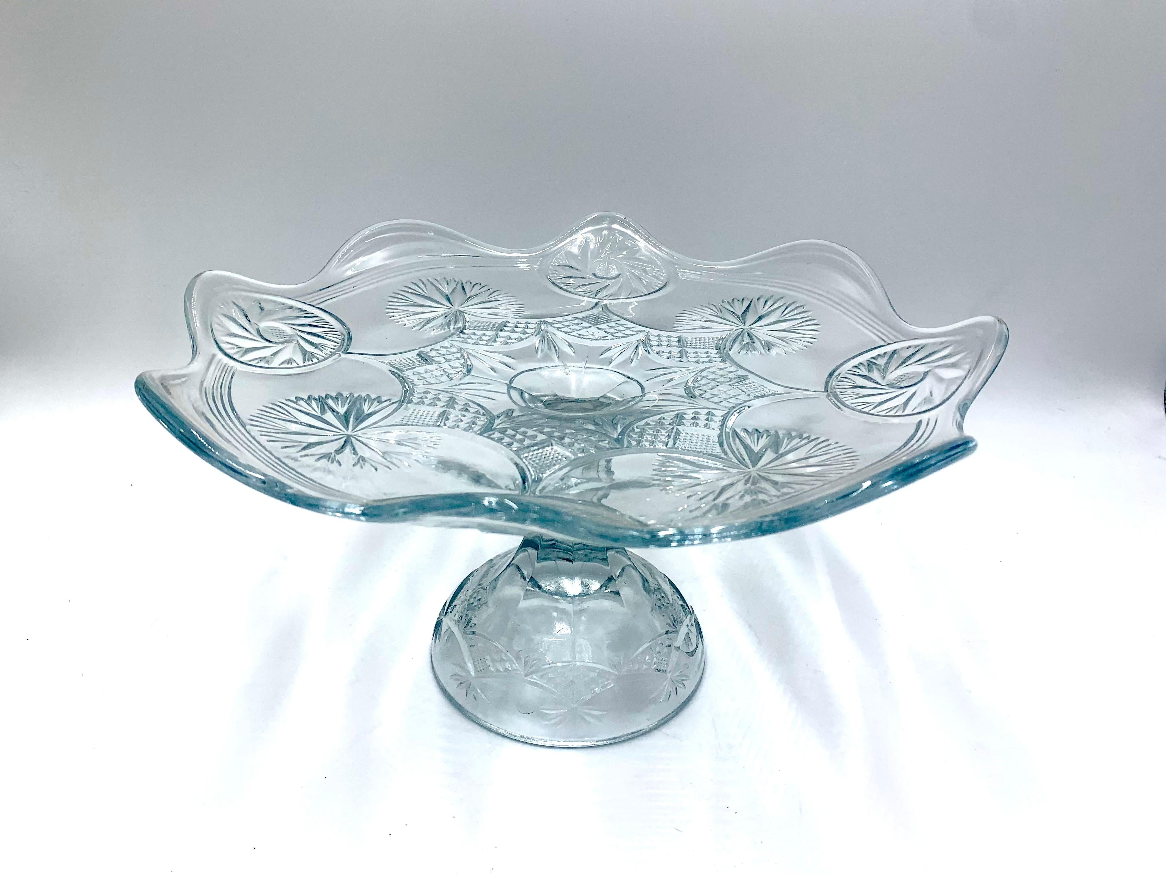 Glass Cake Stand, Poland, 1970s For Sale at 1stDibs