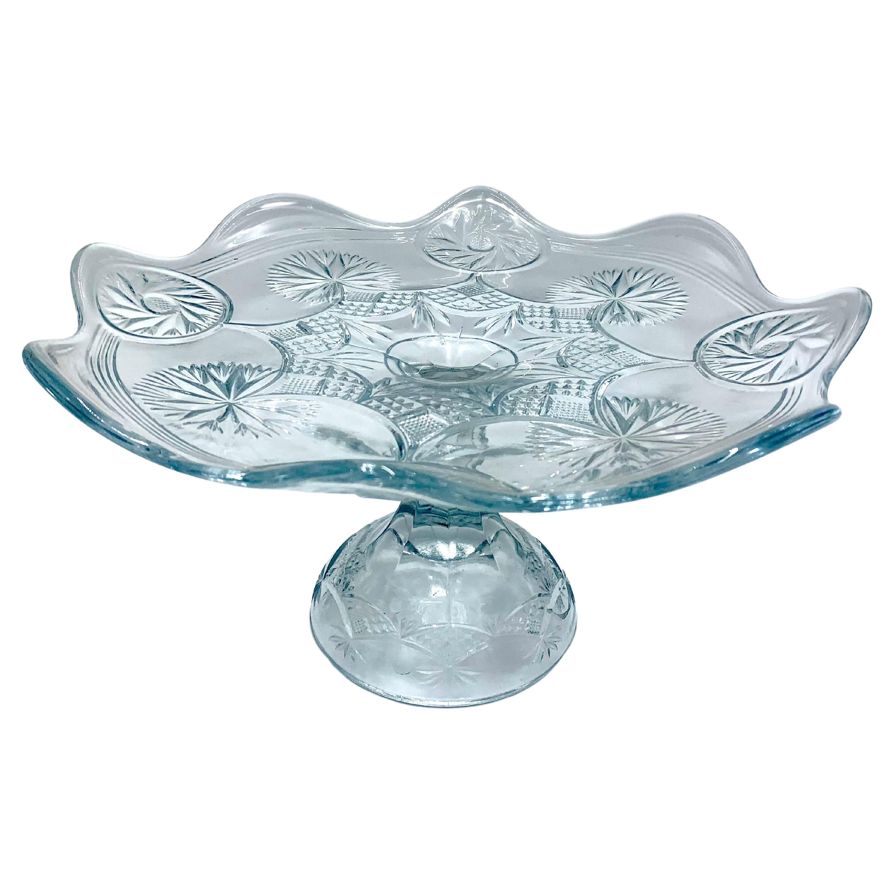 Glass Cake Stand, Poland, 1970s For Sale