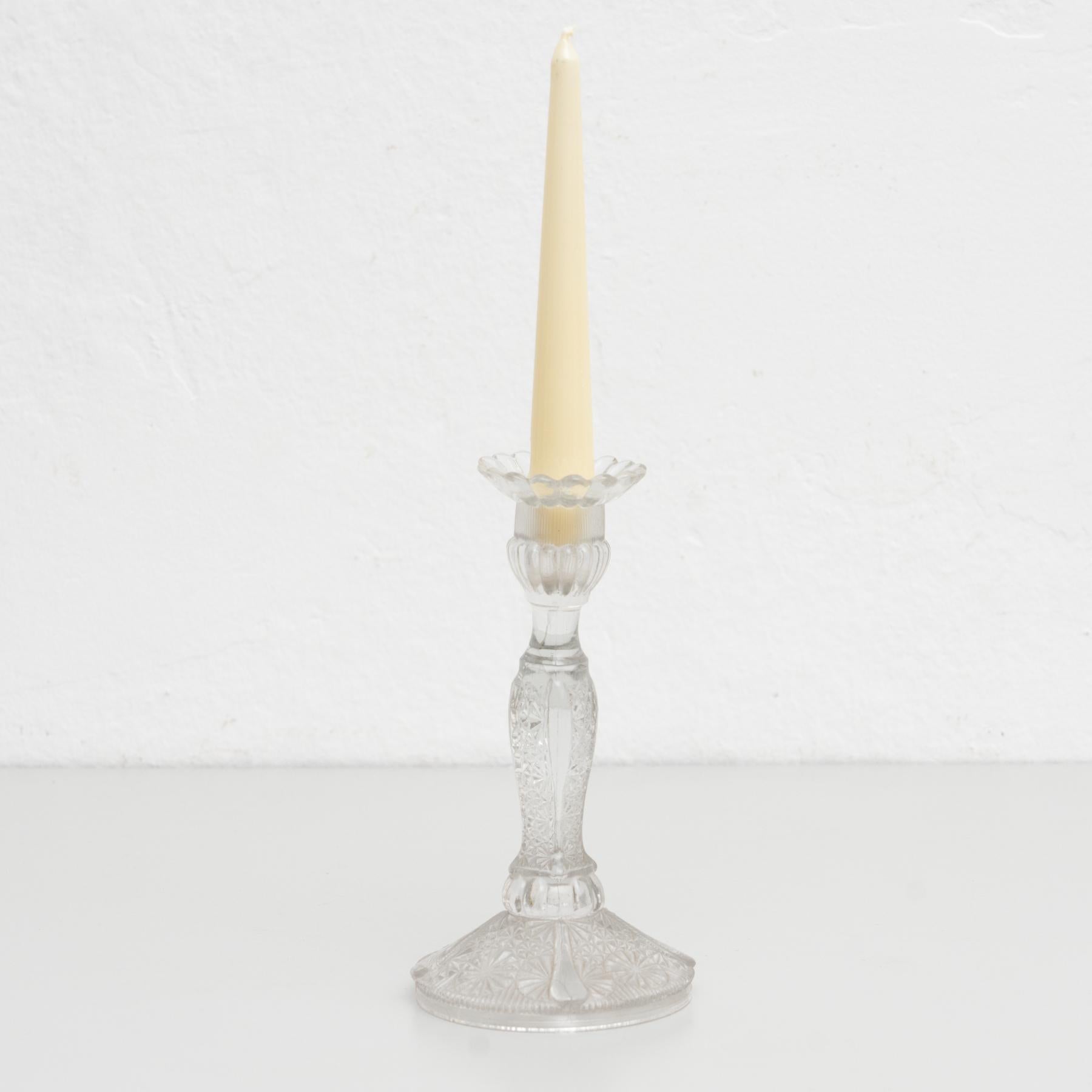 Romantic Glass Candle Holder, circa 1950 For Sale