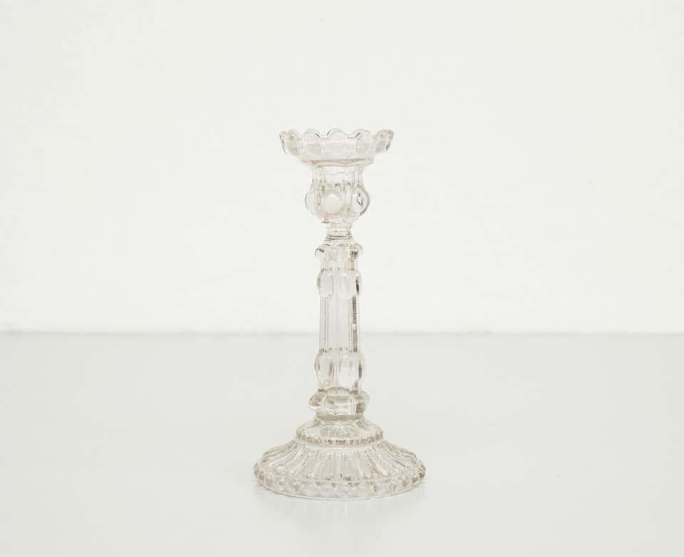 Romantic Glass Candle Holder, circa 1950 For Sale