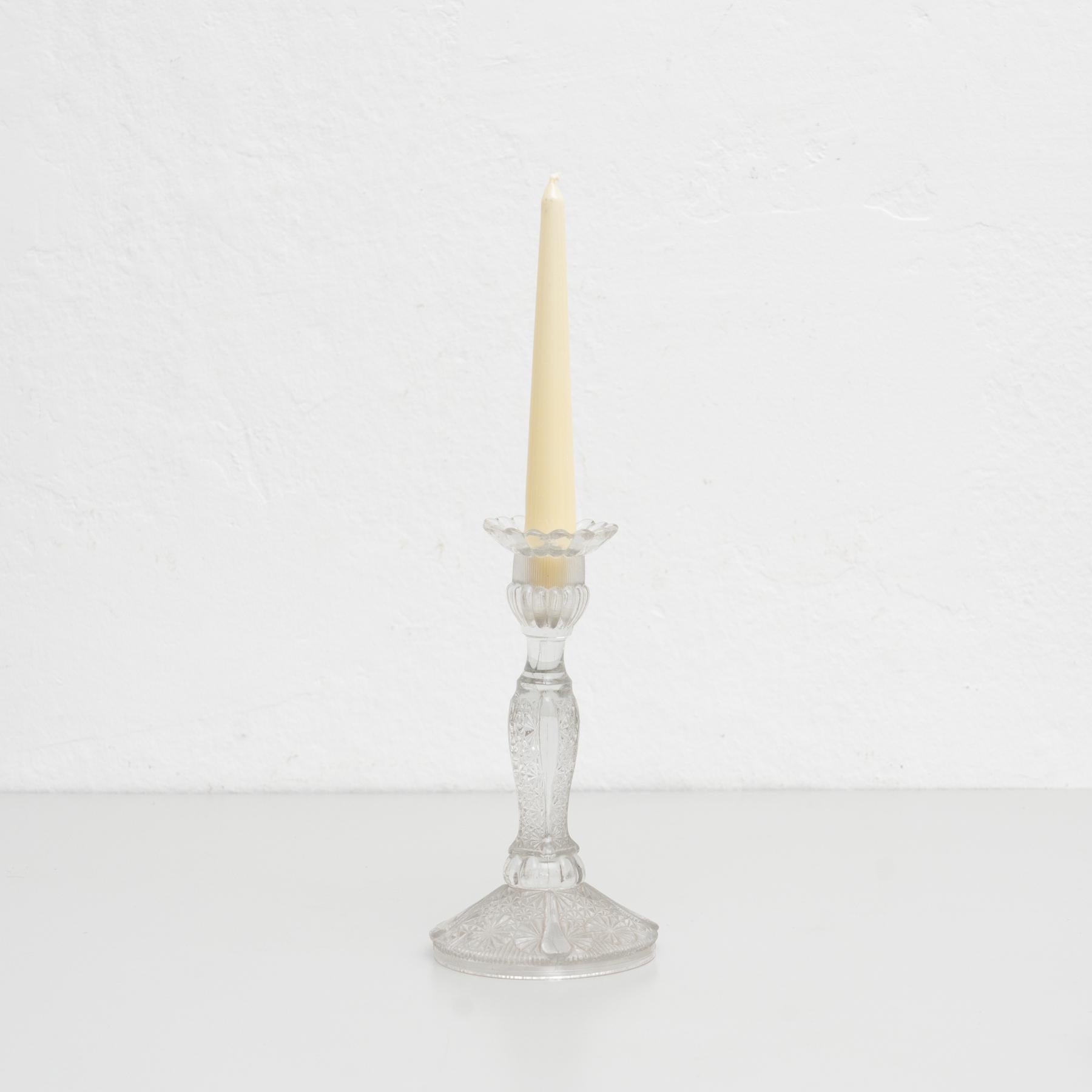 Spanish Glass Candle Holder, circa 1950 For Sale