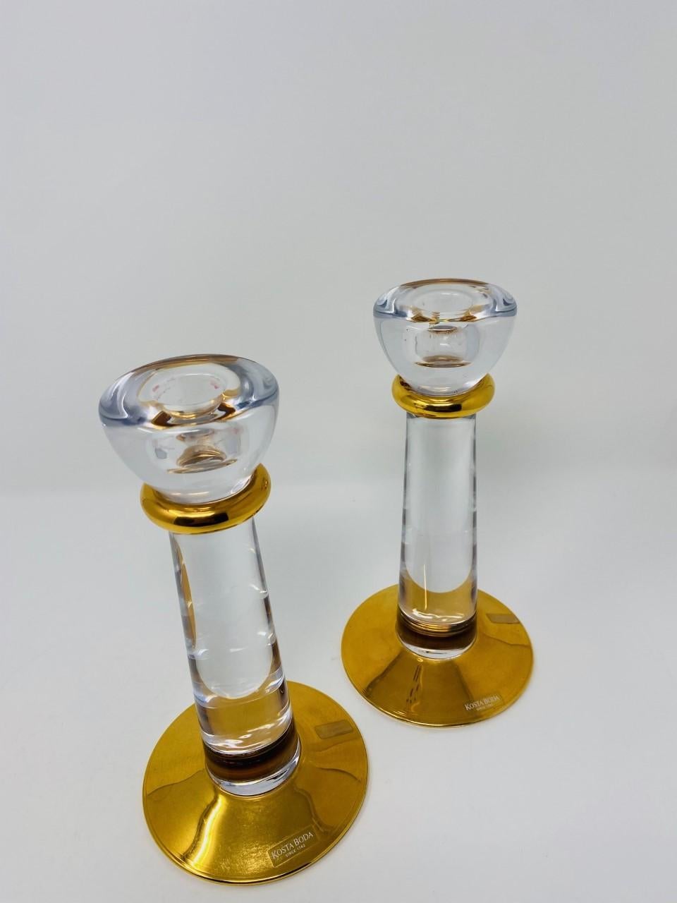 Post-Modern Glass Candle Holders by Kosta Boda Sweden For Sale