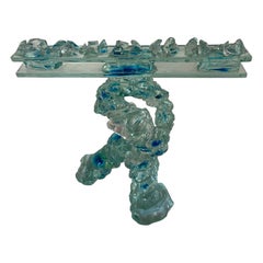 Glass Candlestick / Menorah by  P. Jacob, circa 2000