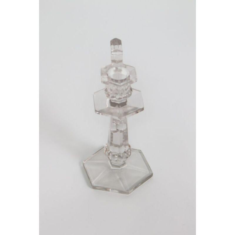 Small glass candlestick with handle

Material: Glass
Style: Traditional
Place of Origin: United States
Period made: Early 20th century 
Dimensions: 3 × 4 × 7 in
Condition details: Excellent condition.