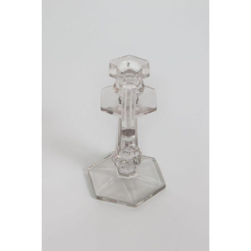 Glass Candlestick with Handles In Good Condition For Sale In Canton, MA