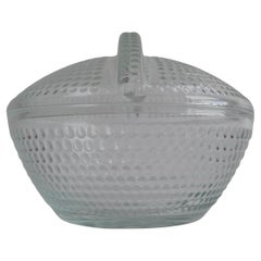Kerzenschale aus Glas, Zuckerschale, von Adolf Matura für die Glasfabrik Libochovice