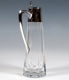 Caraffa in vetro con montatura in argento, Gebrüder Kühn, Germania Inizio del XX secolo