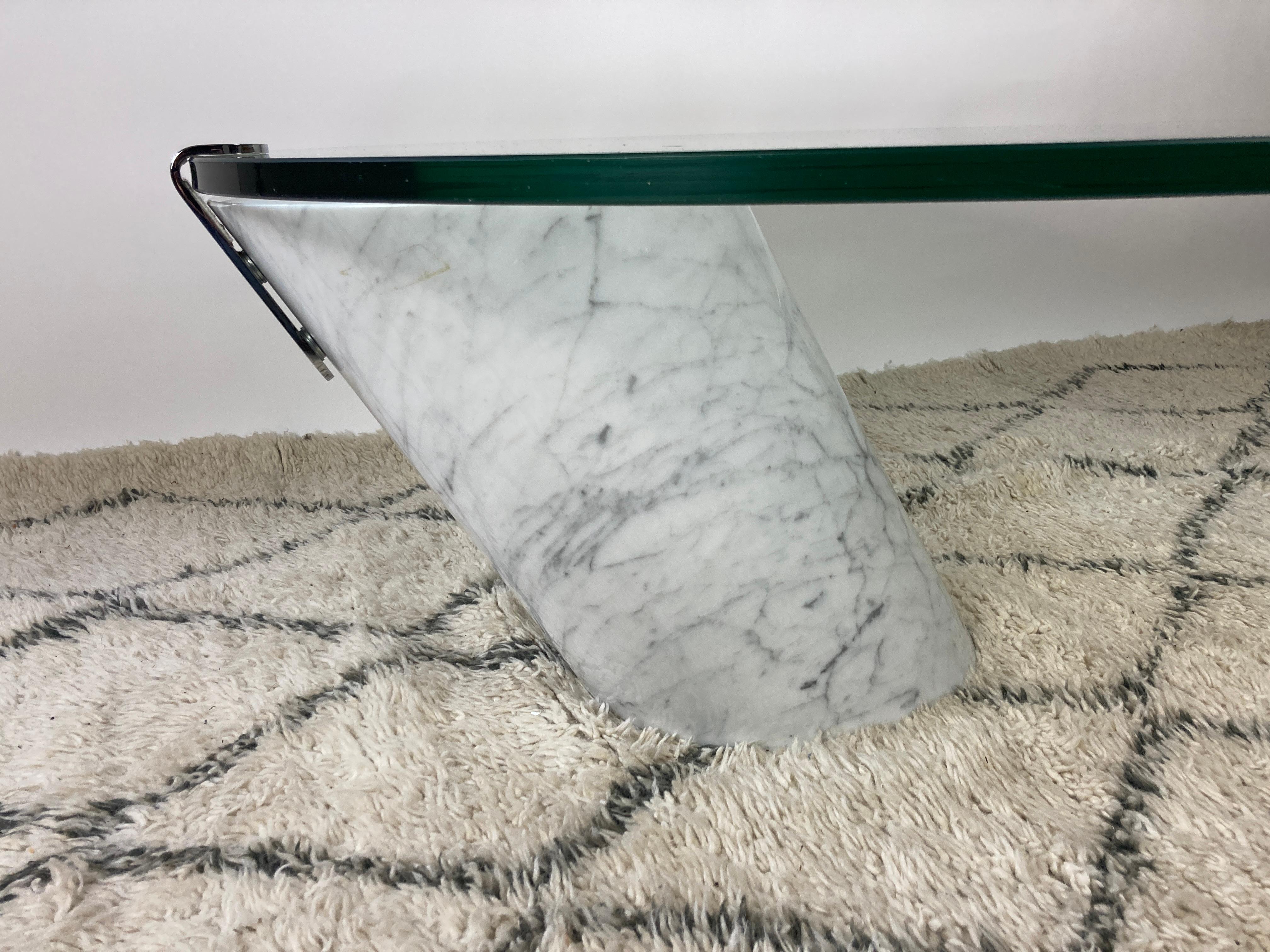 Late 20th Century Glass & Carrara Marble Coffee Table, K1000, Ronald Schmitt Team Form Ag, Switzer