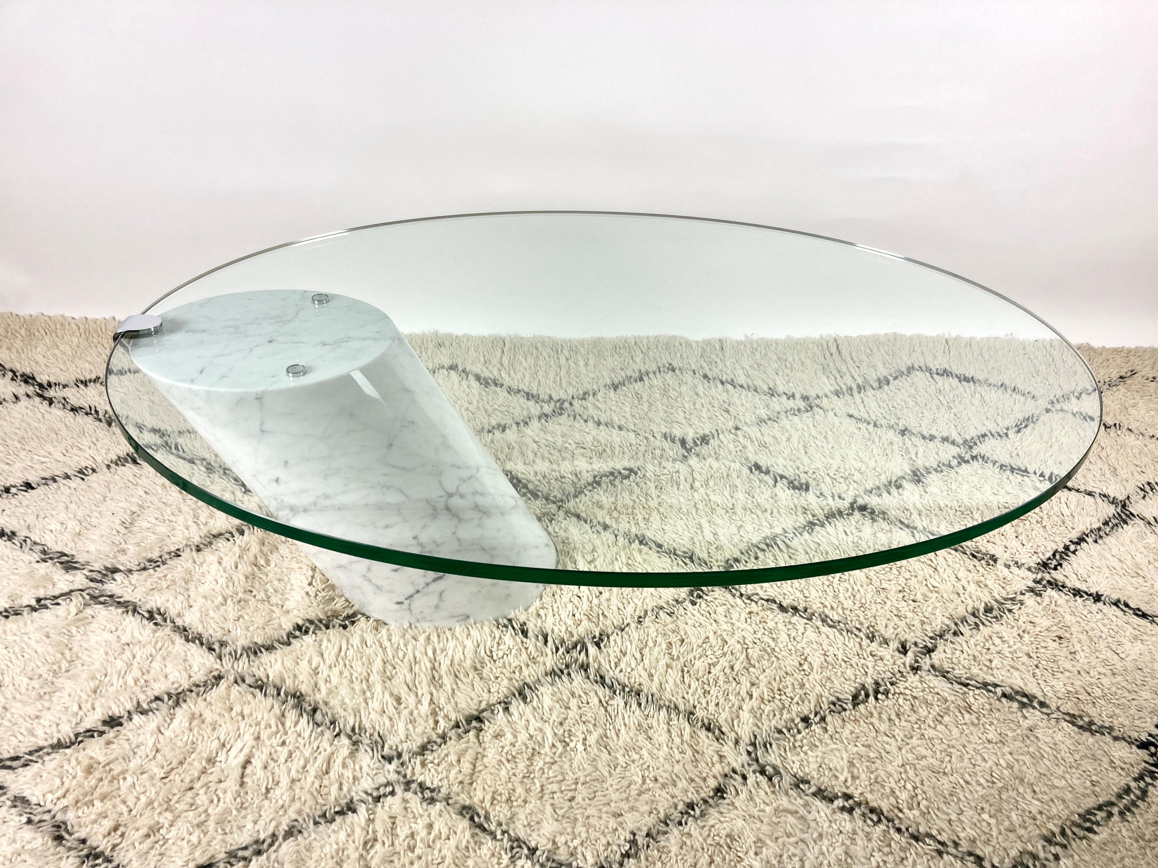 Glass & Carrara Marble Coffee Table, K1000, Ronald Schmitt Team Form Ag, Switzer 1