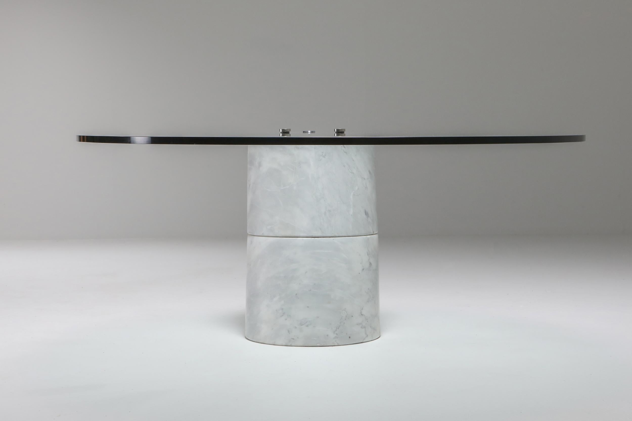 Glass Carrara Marble Coffee Table, K1000, Team Form AG, Ronald Schmitt, 1975 In Excellent Condition In Antwerp, BE