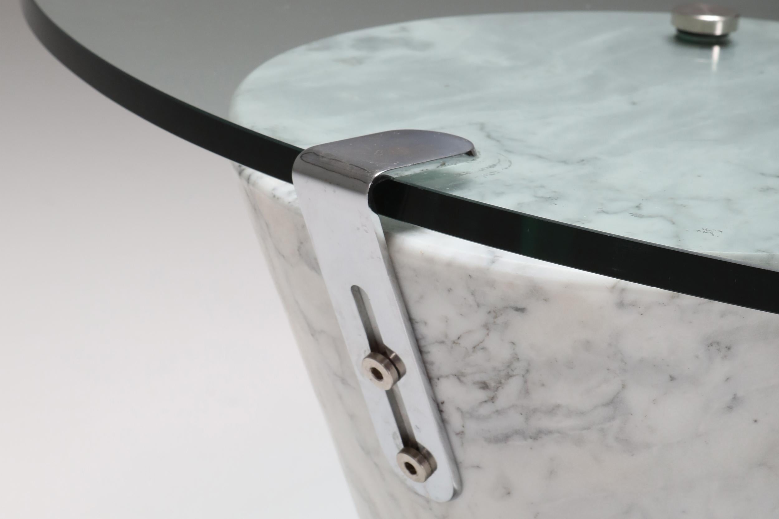 Glass Carrara Marble Coffee Table, K1000, Team Form AG, Ronald Schmitt, 1975 2