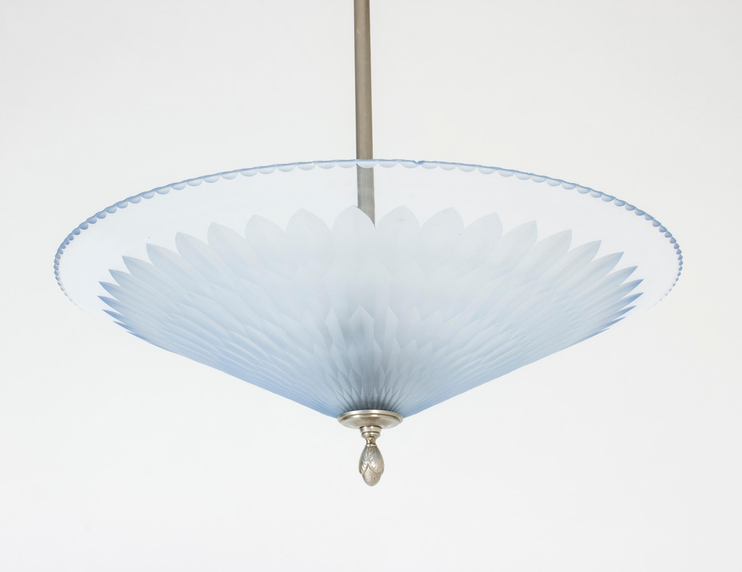 Scandinavian Modern Glass Ceiling Lamp by Edward Hald