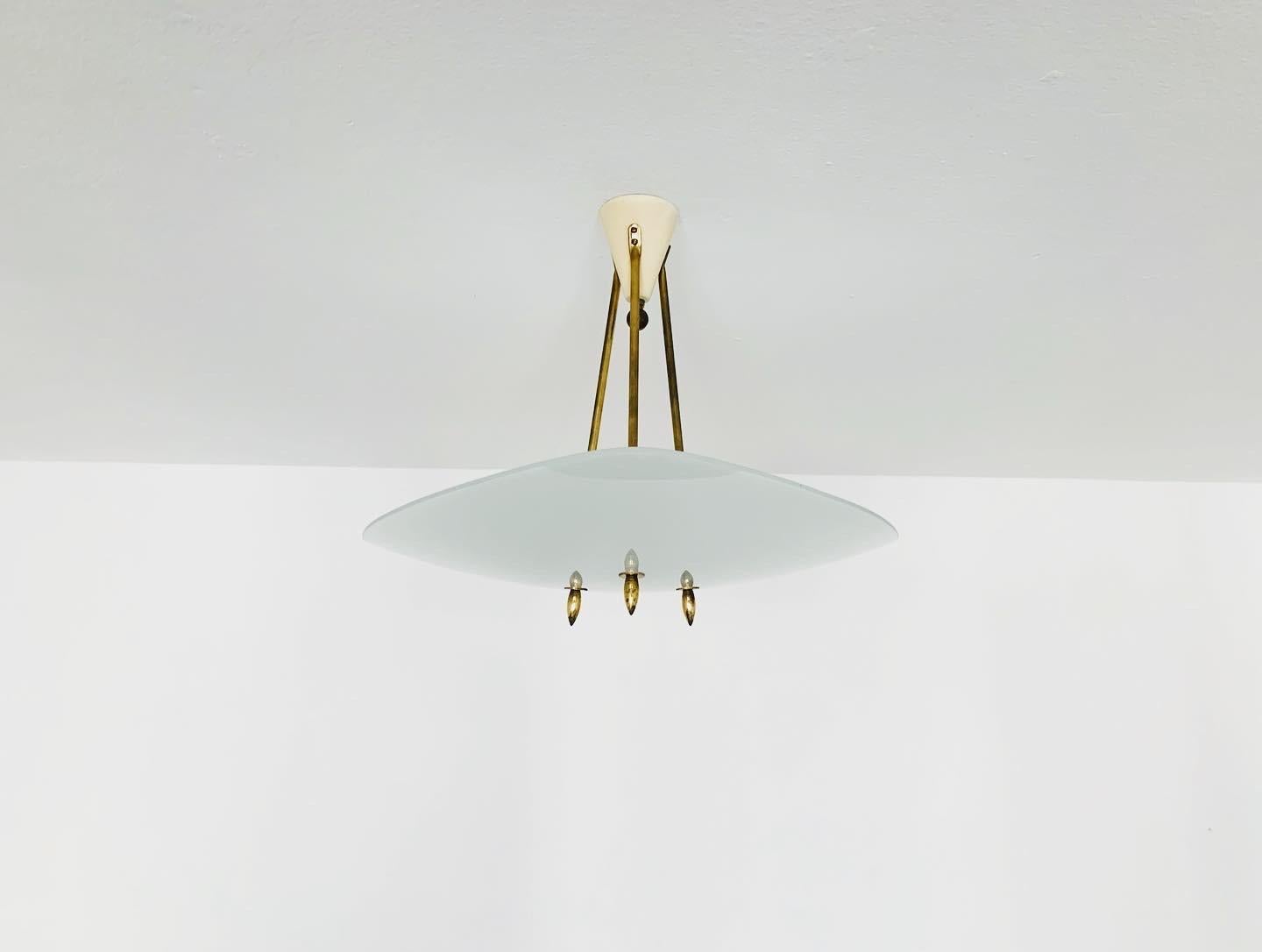 Mid-Century Modern Glass Ceiling Lamp For Sale