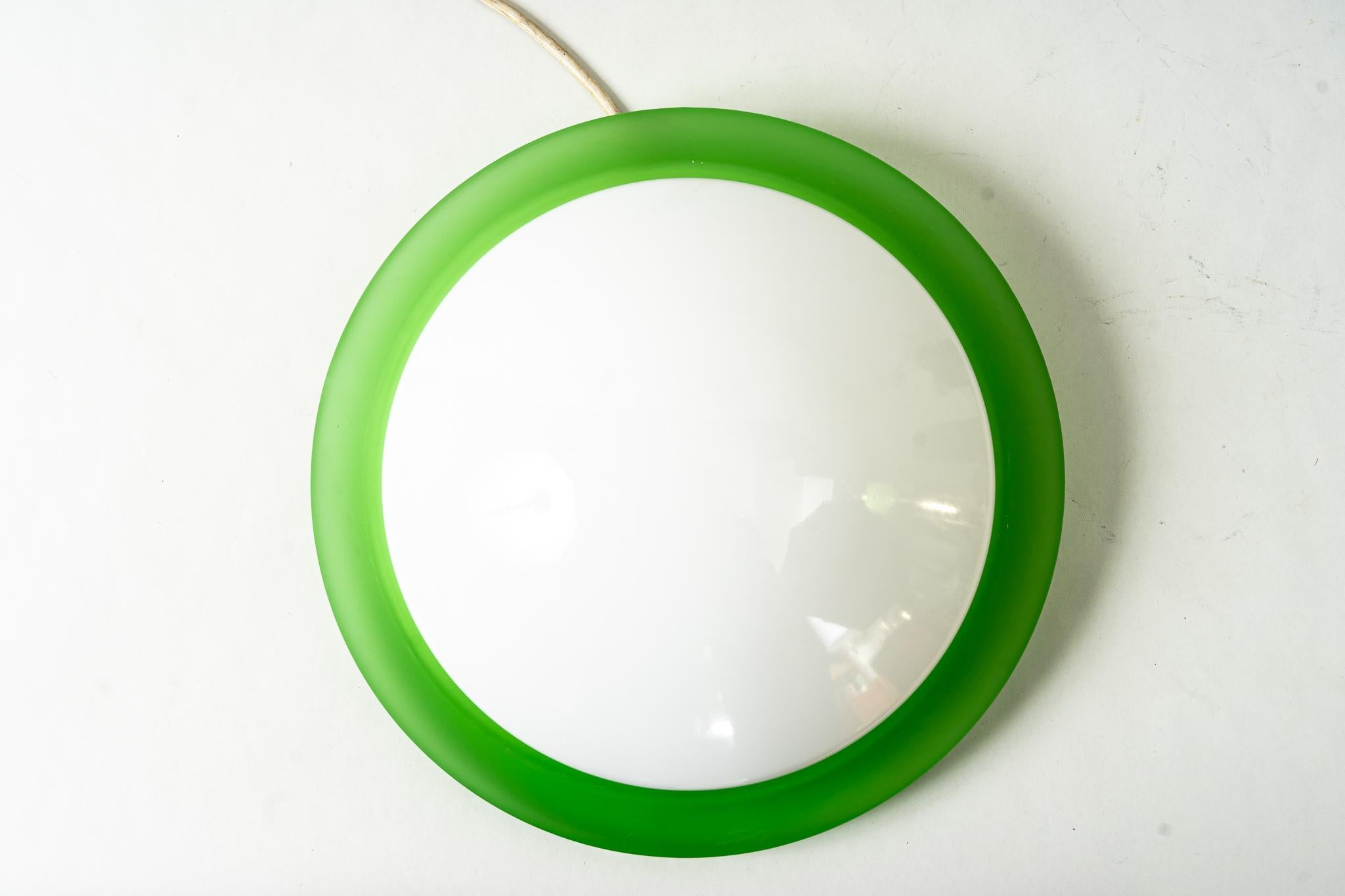 Mid-Century Modern Glass ceiling or wall lamp italy around 1970s For Sale