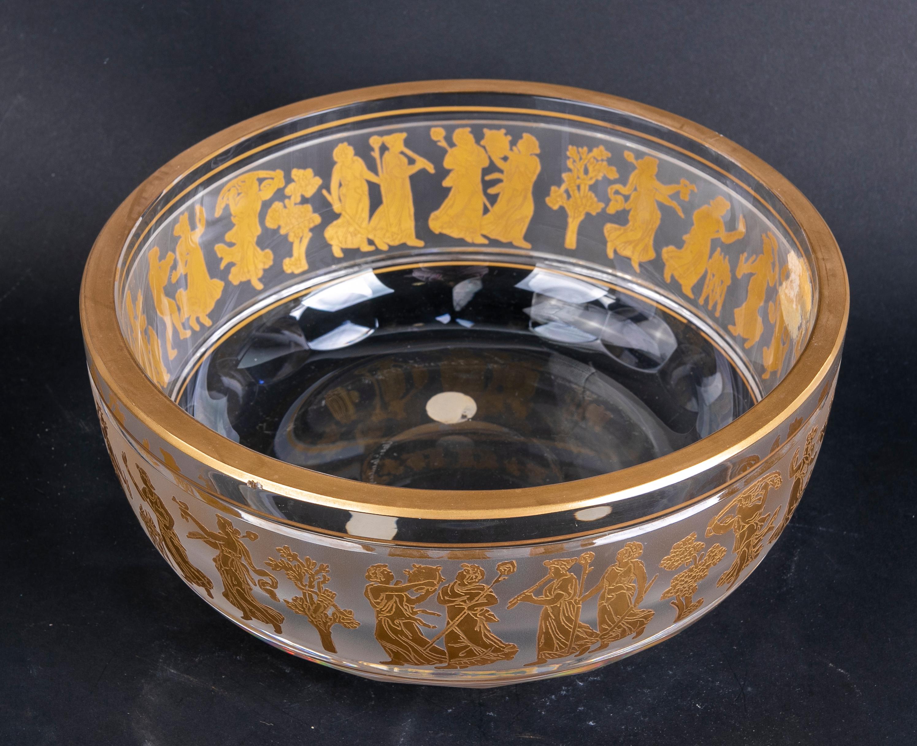 Glass Centrepiece with a Frieze and Gold-Plated Roman Type Scenes For Sale 6