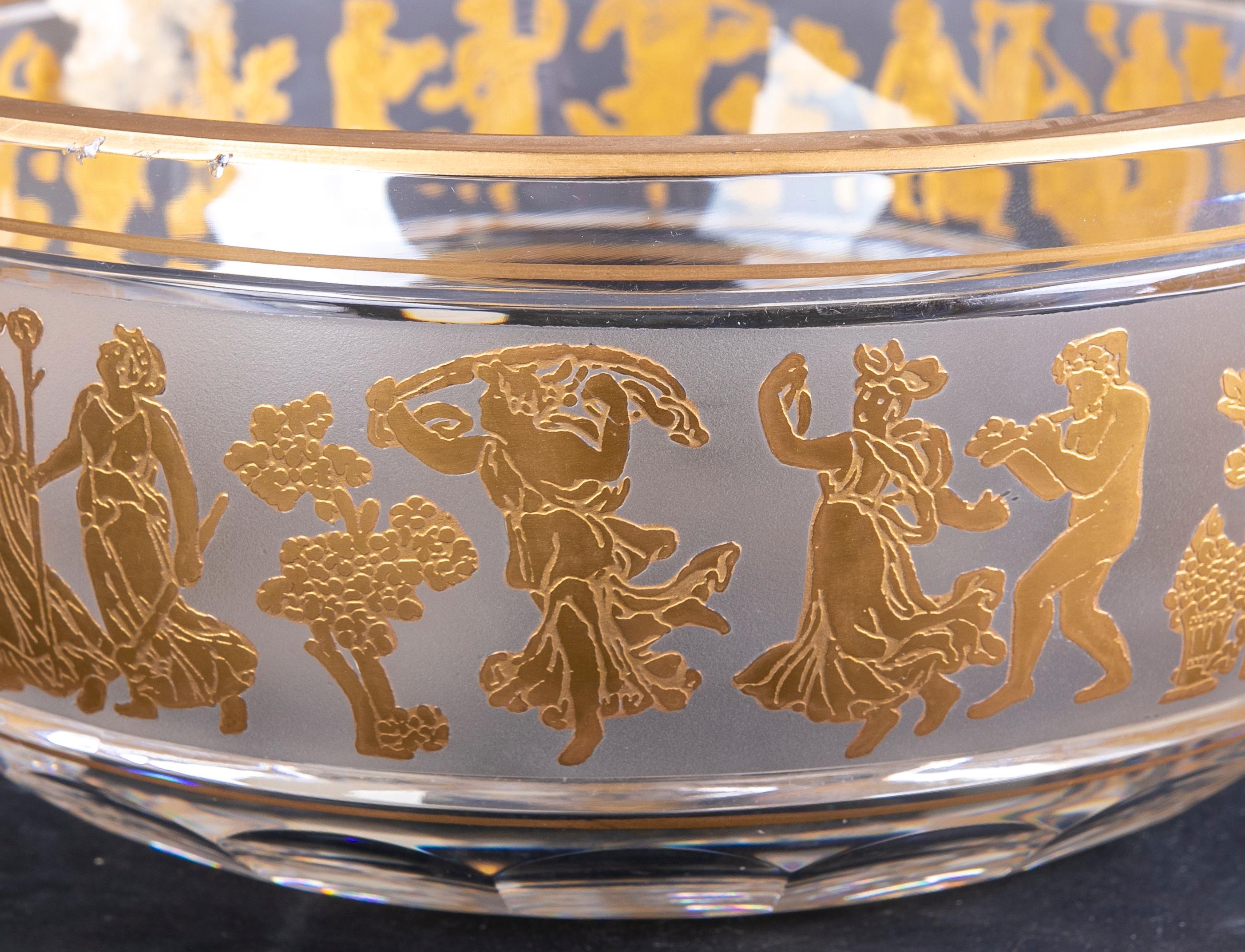 Glass Centrepiece with a Frieze and Gold-Plated Roman Type Scenes For Sale 10