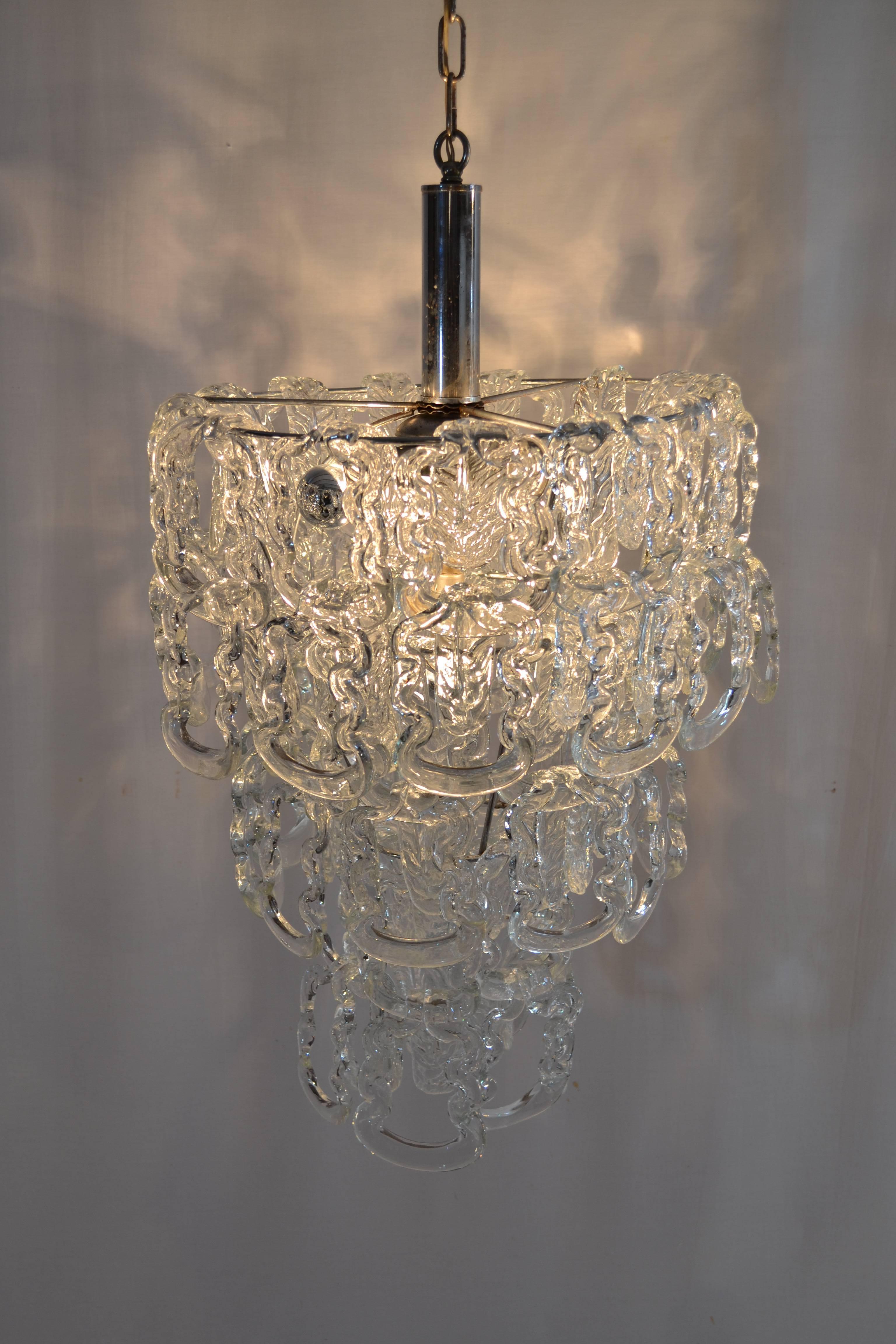Glass Chain Chandelier by Angelo Mangiarotti for Vistosi, 1960 In Excellent Condition In Albano Laziale, Rome/Lazio