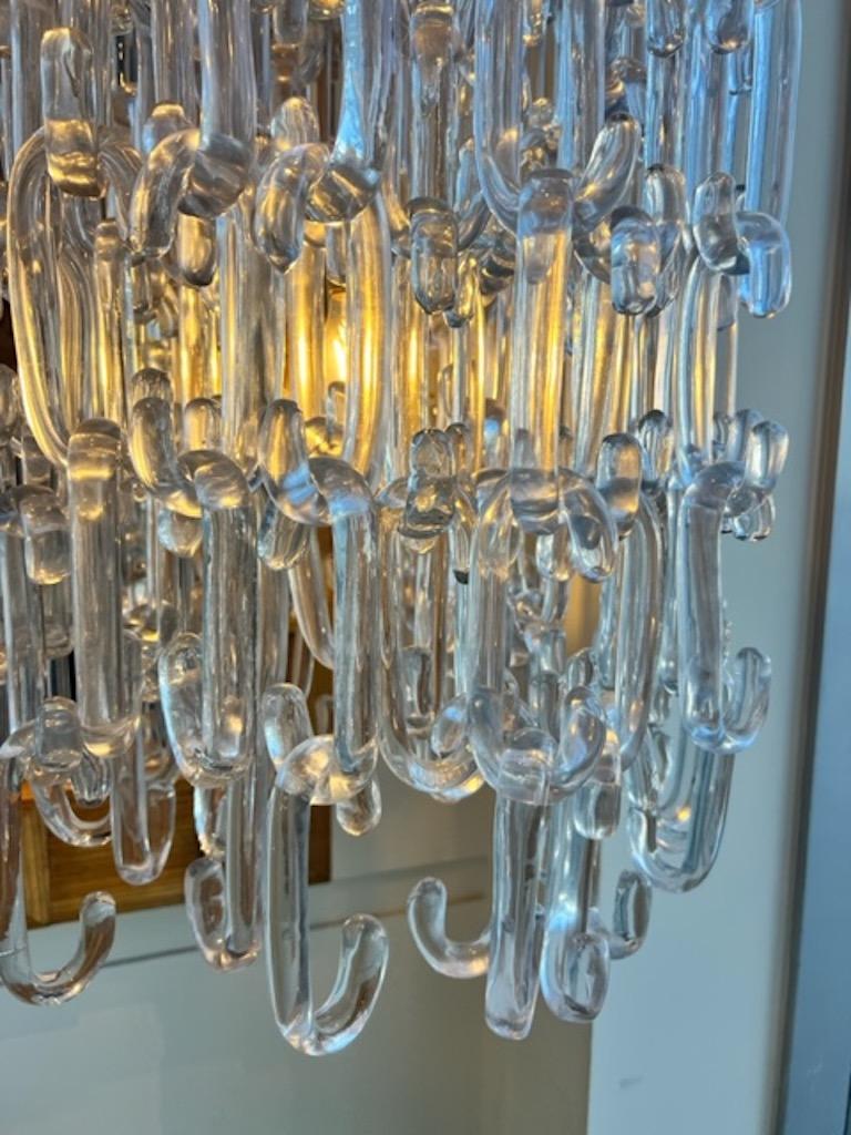 Art Deco Glass chain link hanging light fixture art deco inspired modern For Sale