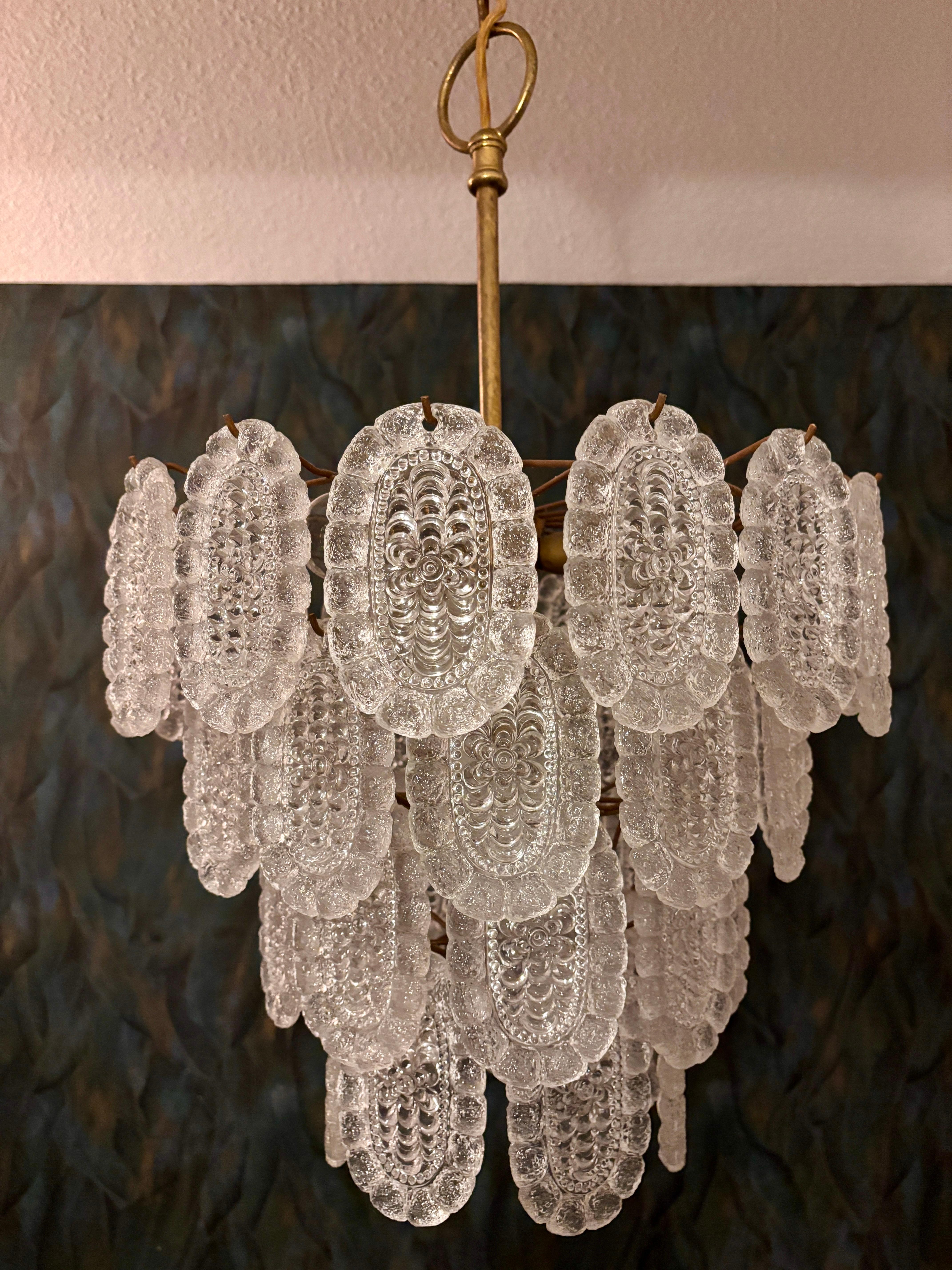 Glass chandelier 60s For Sale 3