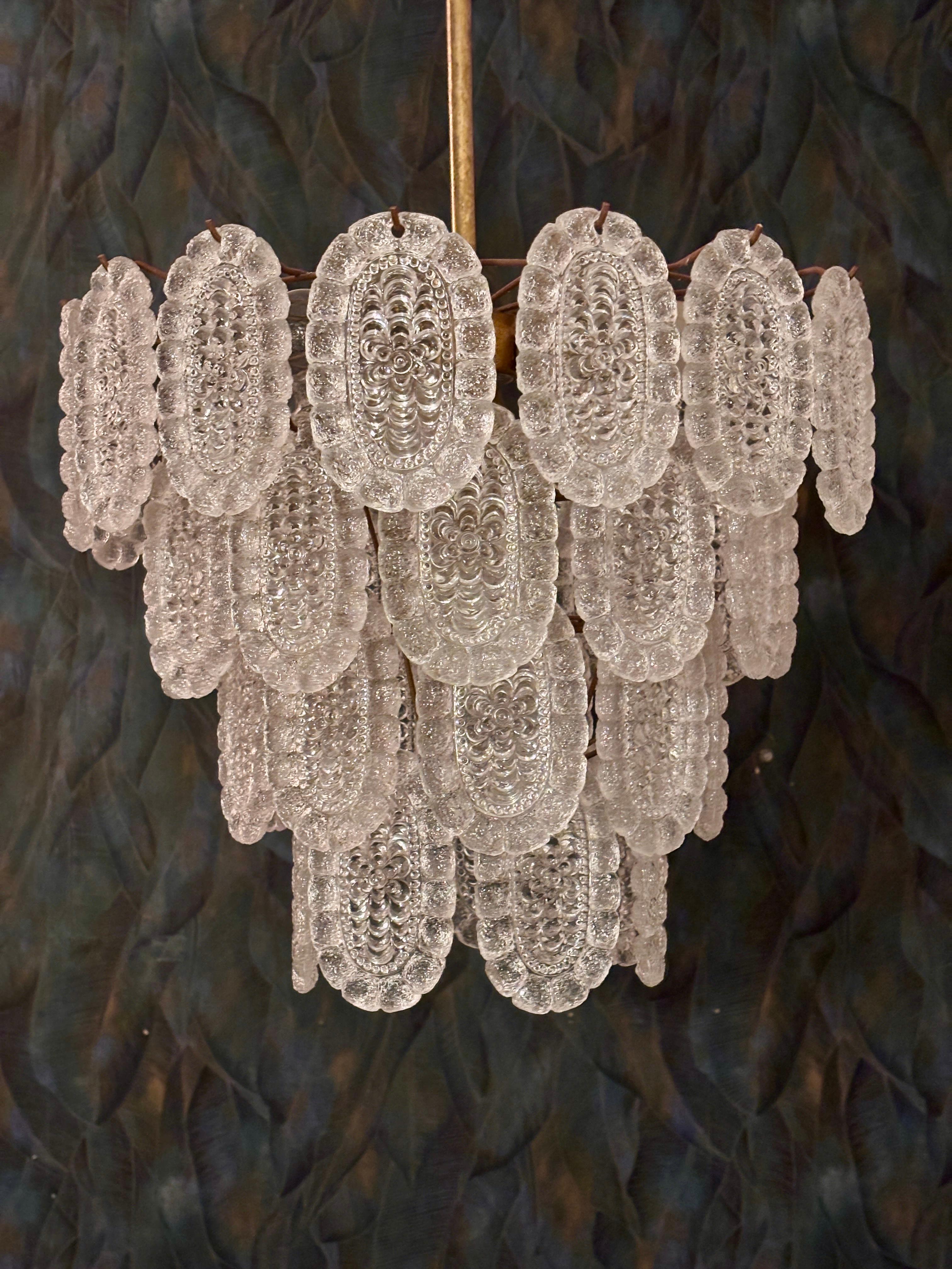 Glass chandelier 60s For Sale 4