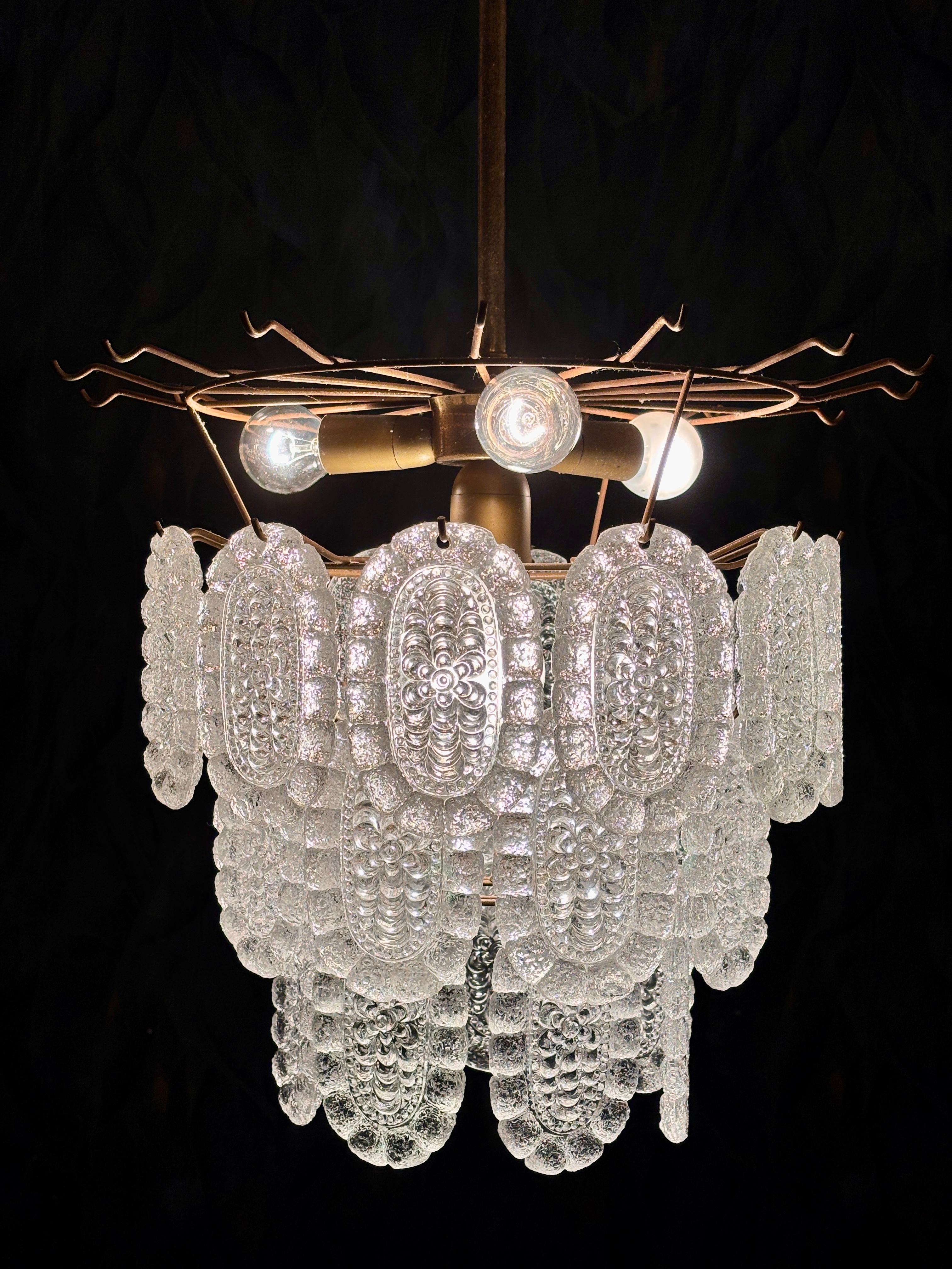 Glass chandelier 60s For Sale 7